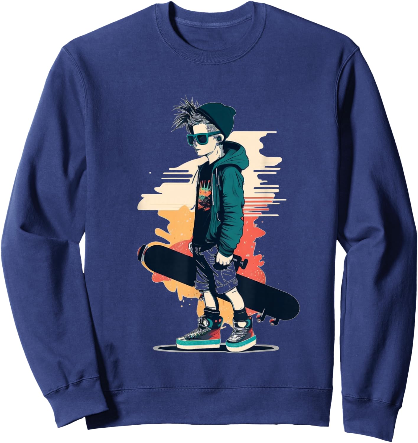 Cool Skateboard Boy , black Sweatshirt - Sweatshirt | Navy