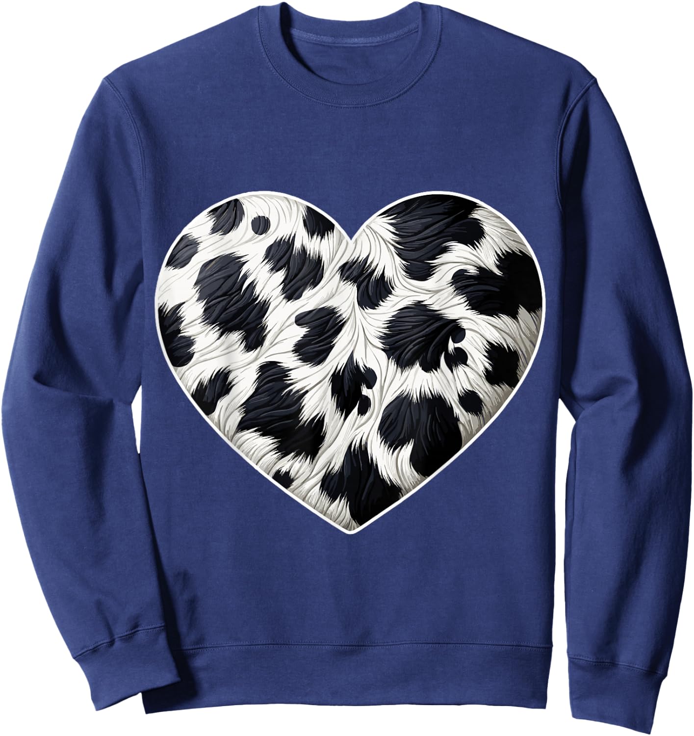 Cow Print Heart Cow Farmer Sweatshirt - Sweatshirt | Navy