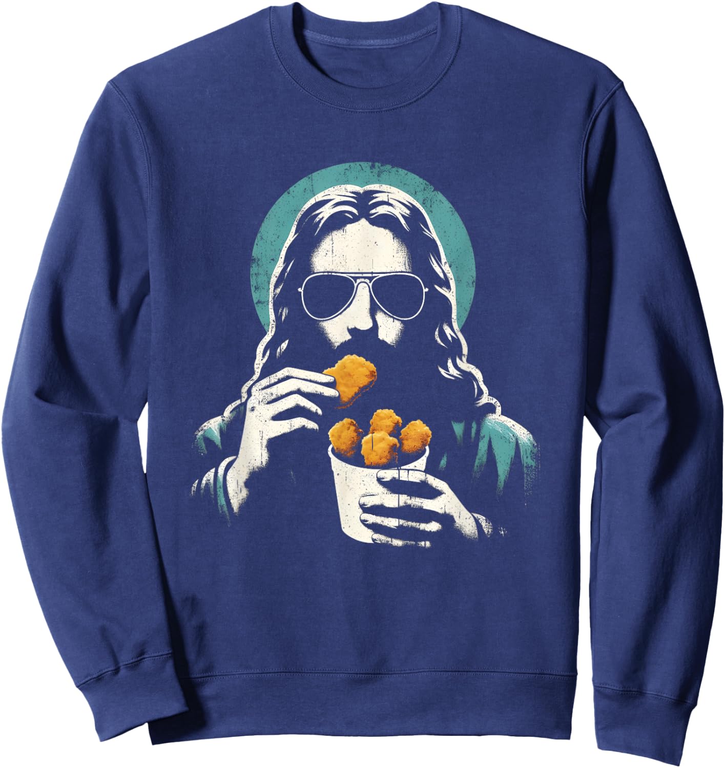 Jesus Chicken Nuggets - Funny Christian Religious Nug Lover Sweatshirt - Sweatshirt | Navy