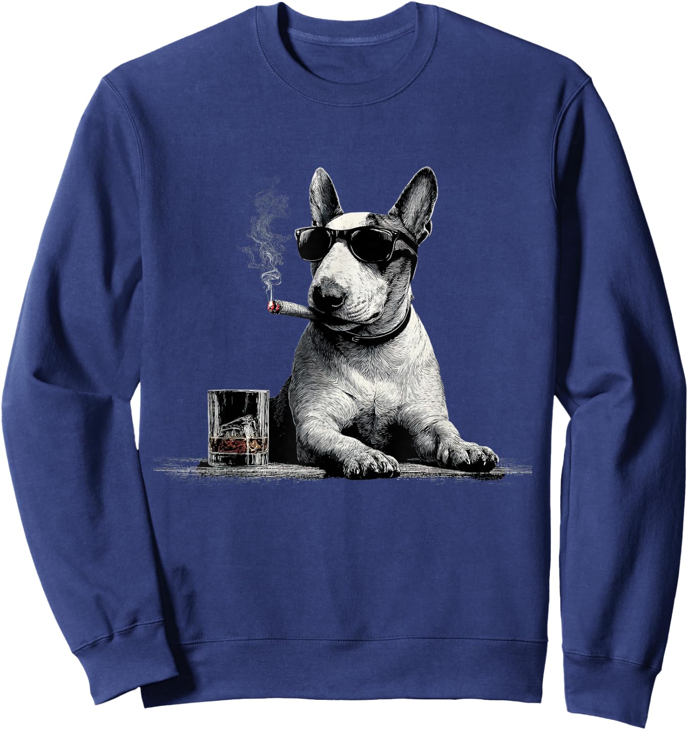 Bull Terrier Dad Dog Sunglasses Father's Day Family Sweatshirt - Sweatshirt | Navy
