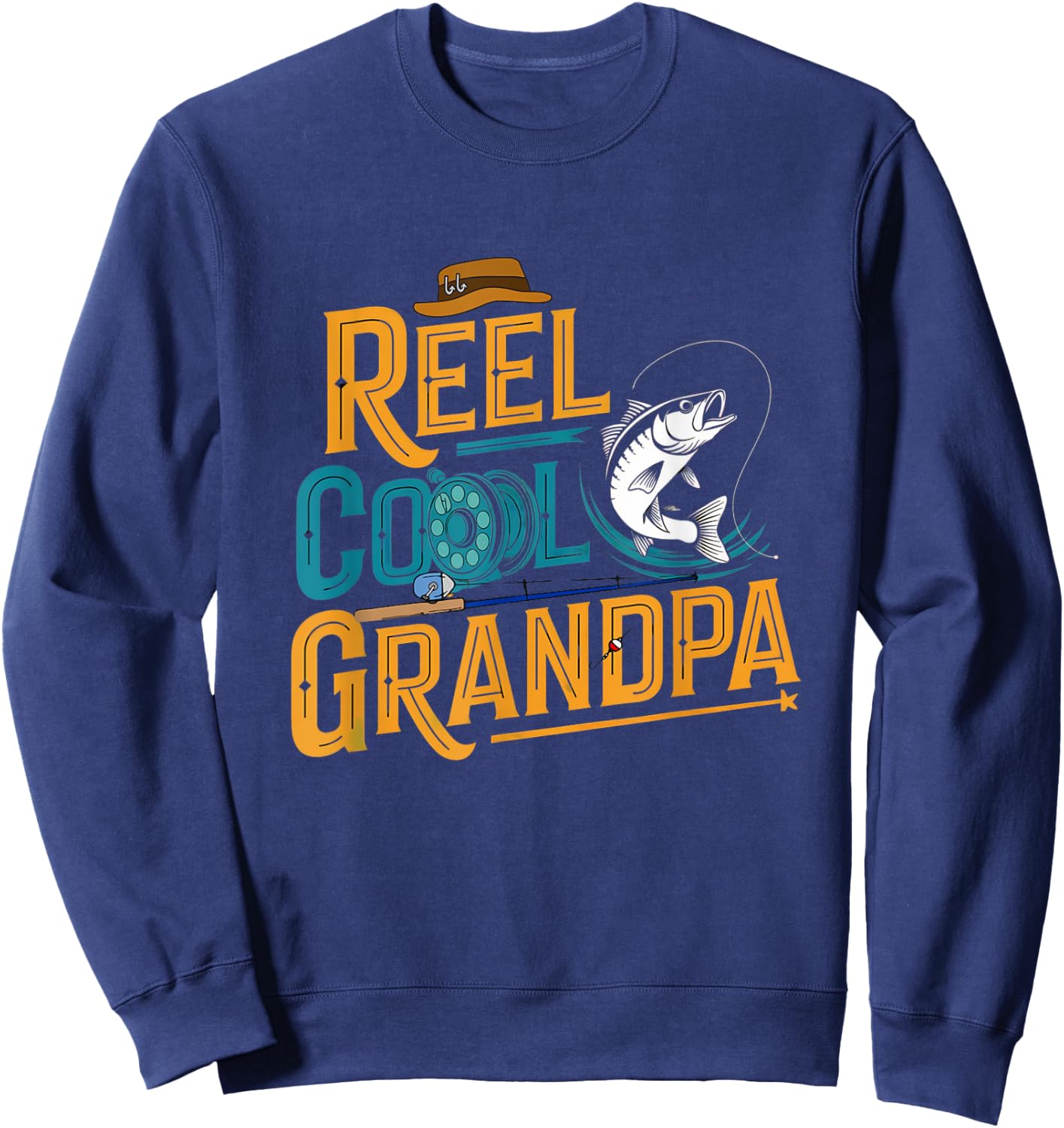 Reel Cool Grandpa Fishing Fisherman Fish Sweatshirt - Sweatshirt | Navy