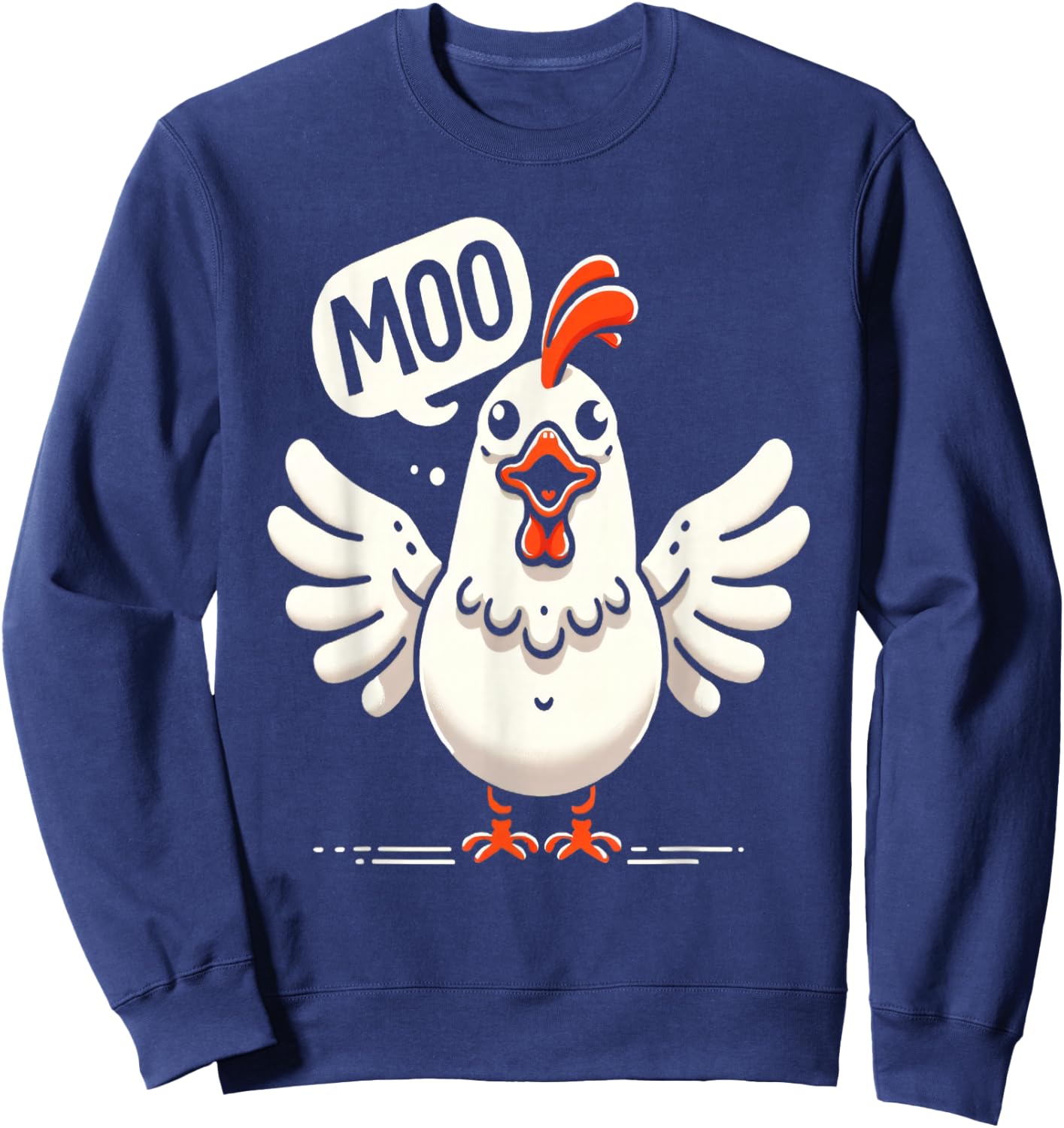 Moo Says the Chicken - Comical Cow-Chicken Fusion Graphic Sweatshirt - Sweatshirt | Navy