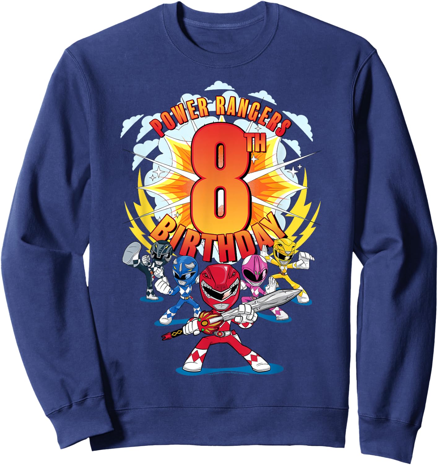 Power Rangers Awesome 8th Birthday Mini Action Shot Sweatshirt - Sweatshirt | Navy