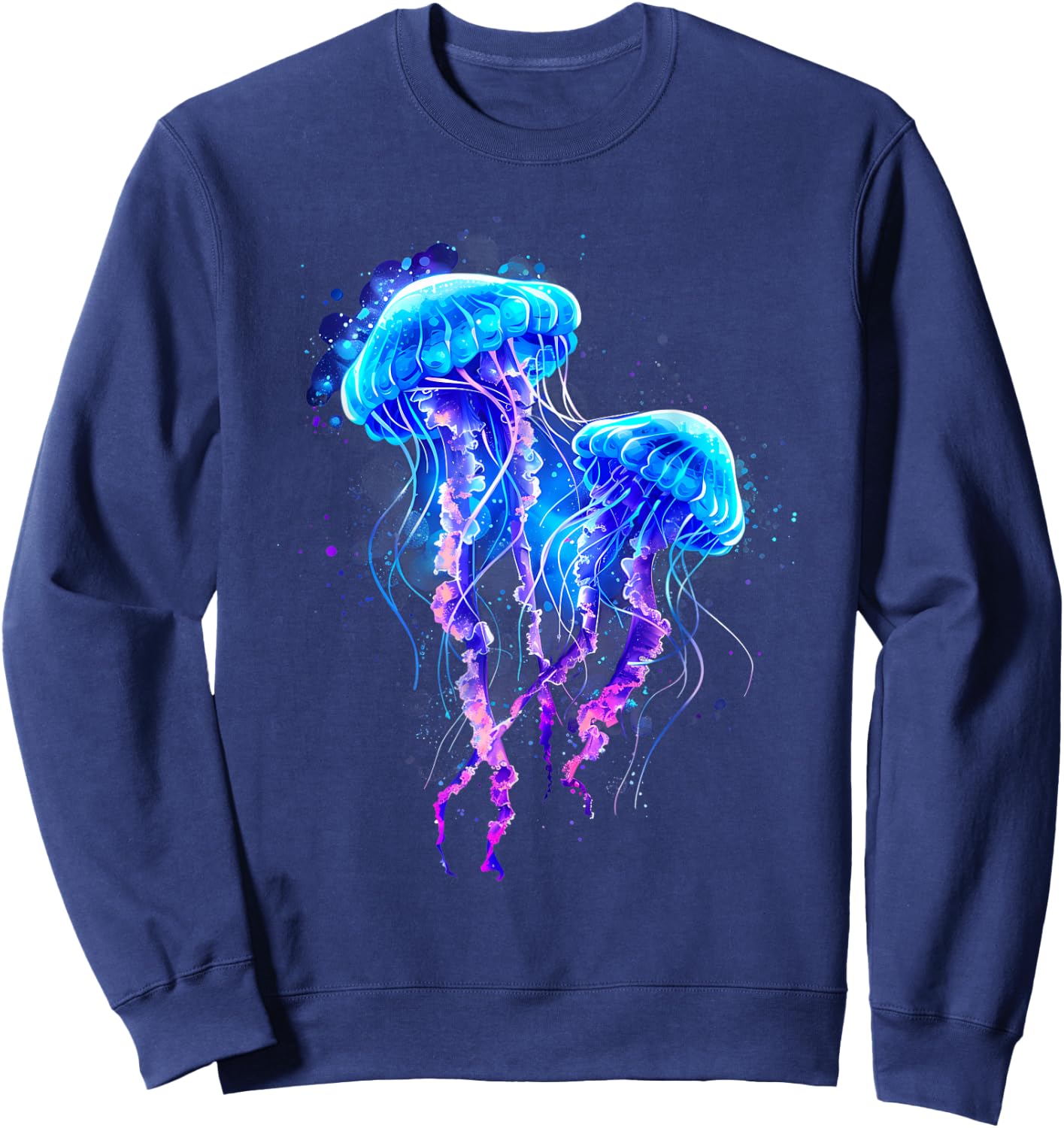 Jellyfish Artwork Sea Ocean Jellyfish Motif Marine Mammal Sweatshirt - Sweatshirt | Navy