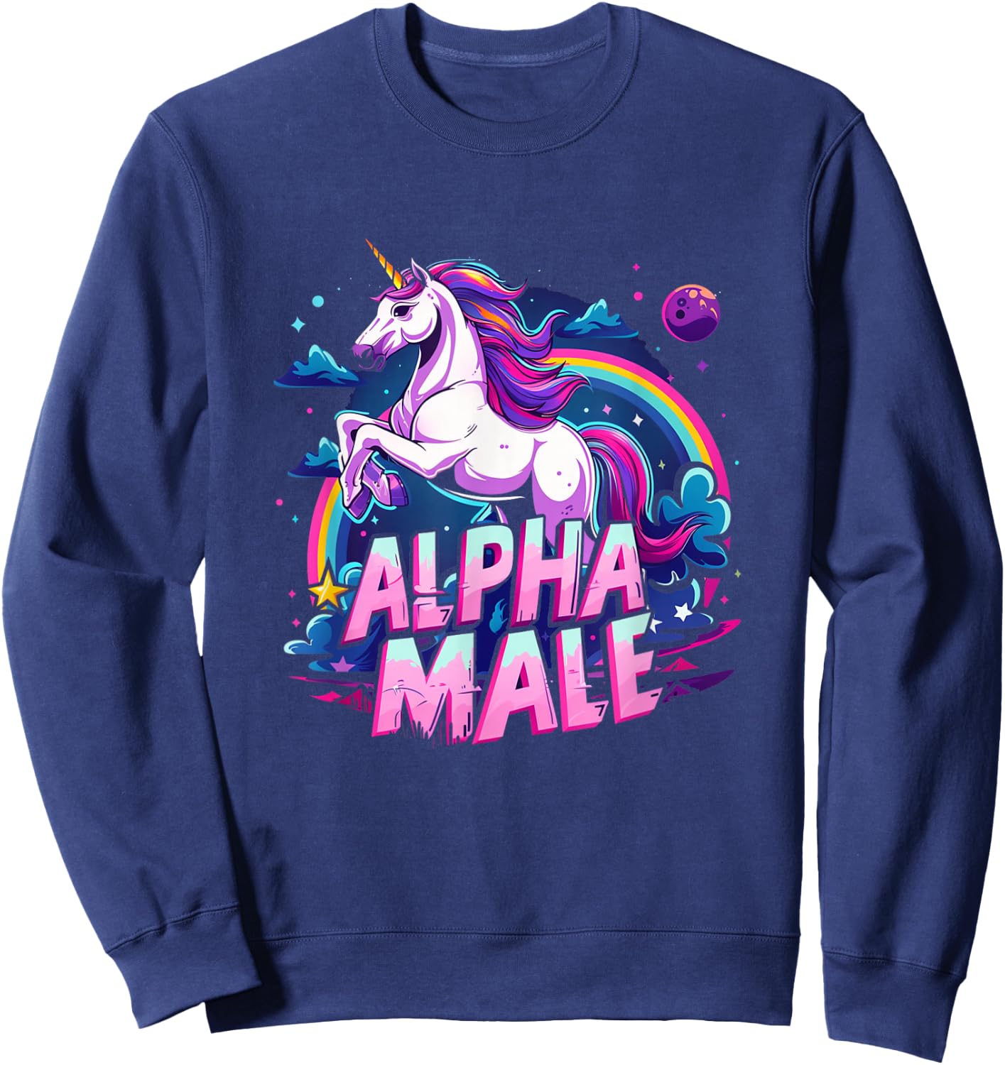Alpha Male Unicorn Shirt - Alpha Male Unicorn Sweatshirt - Sweatshirt | Navy