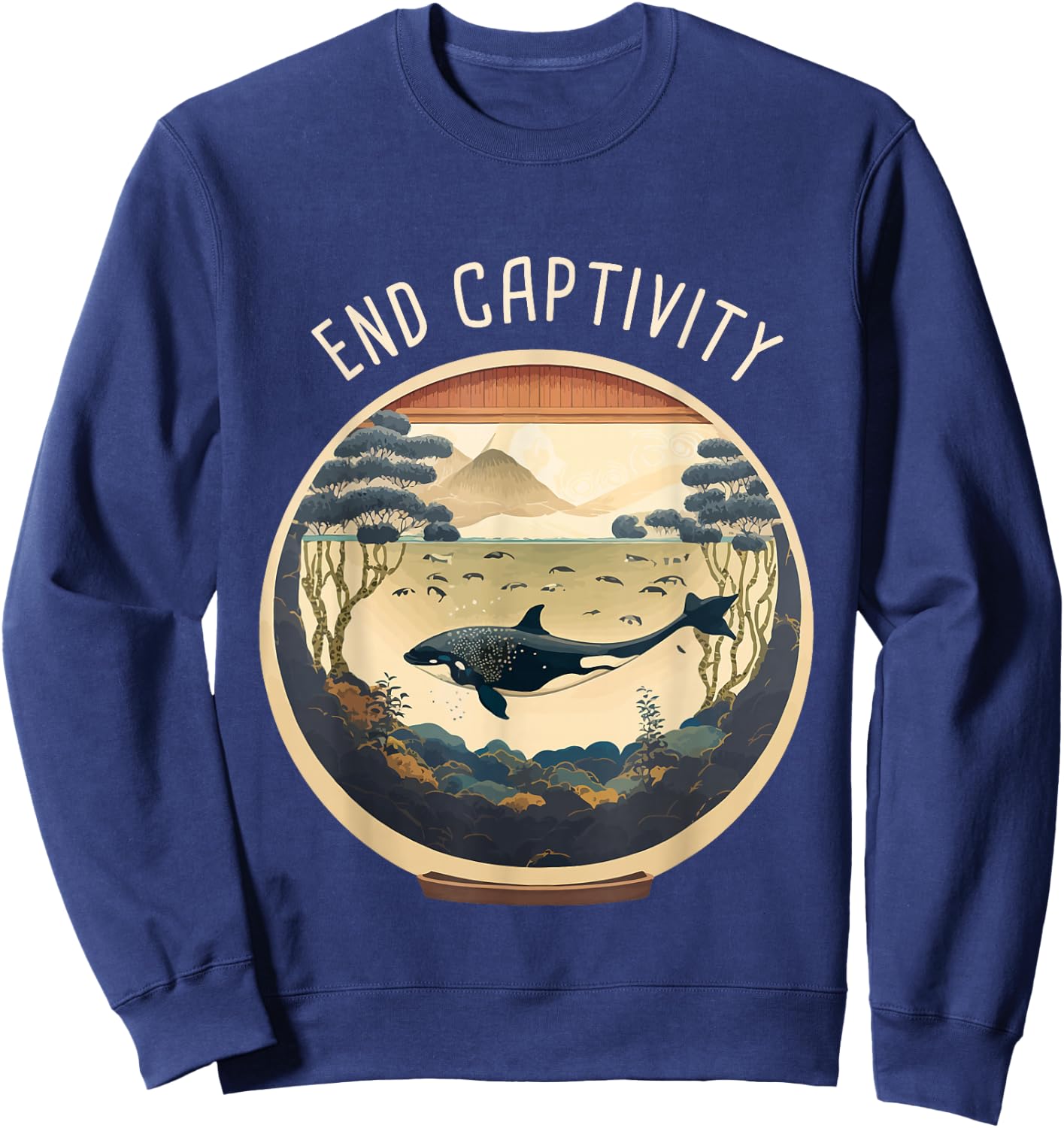 Orca End Captivity Free The Orcas Marine Protection Activist Sweatshirt - Sweatshirt | Navy
