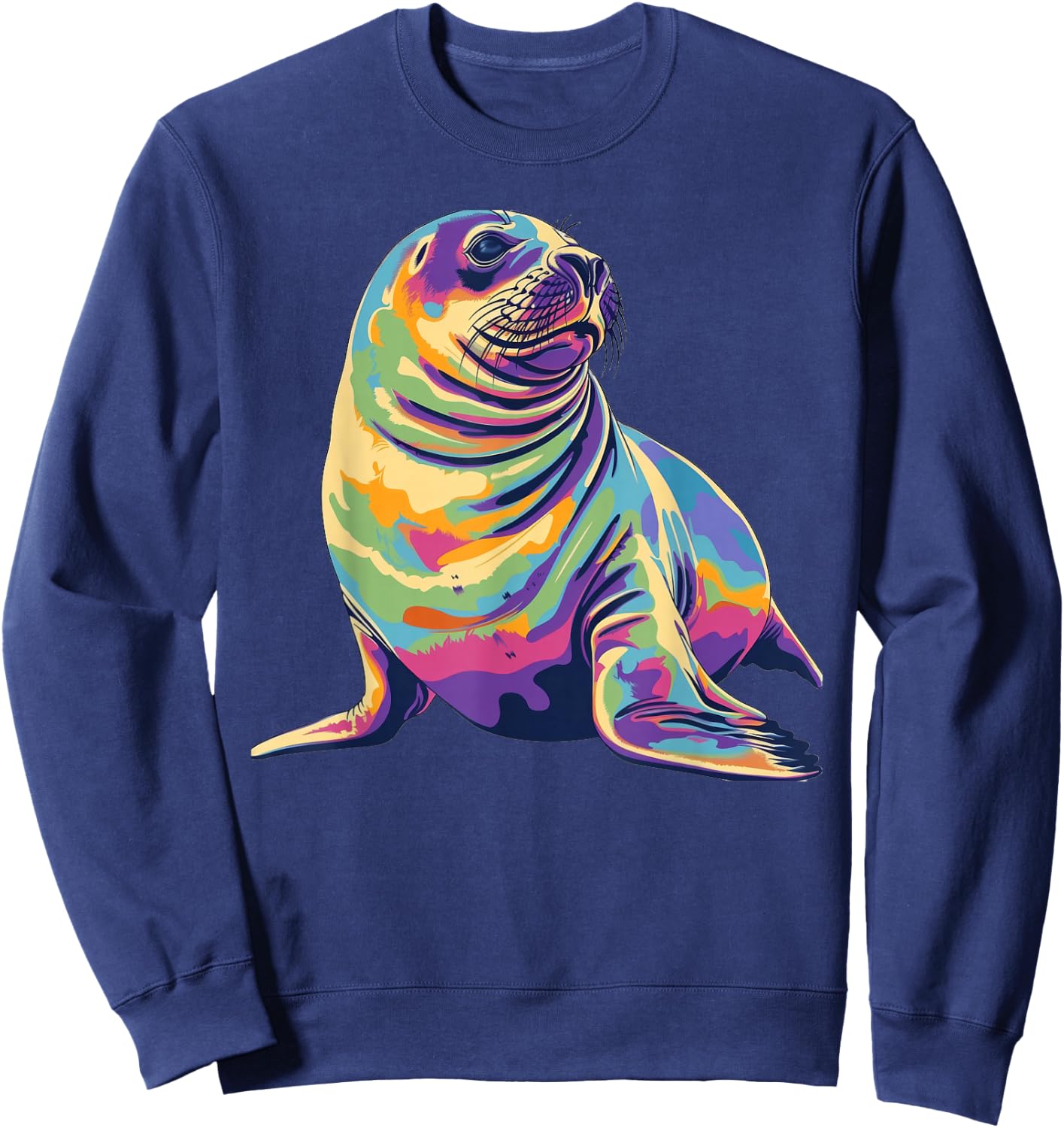Elephant Seal 90s Retro Sweatshirt - Sweatshirt | Navy