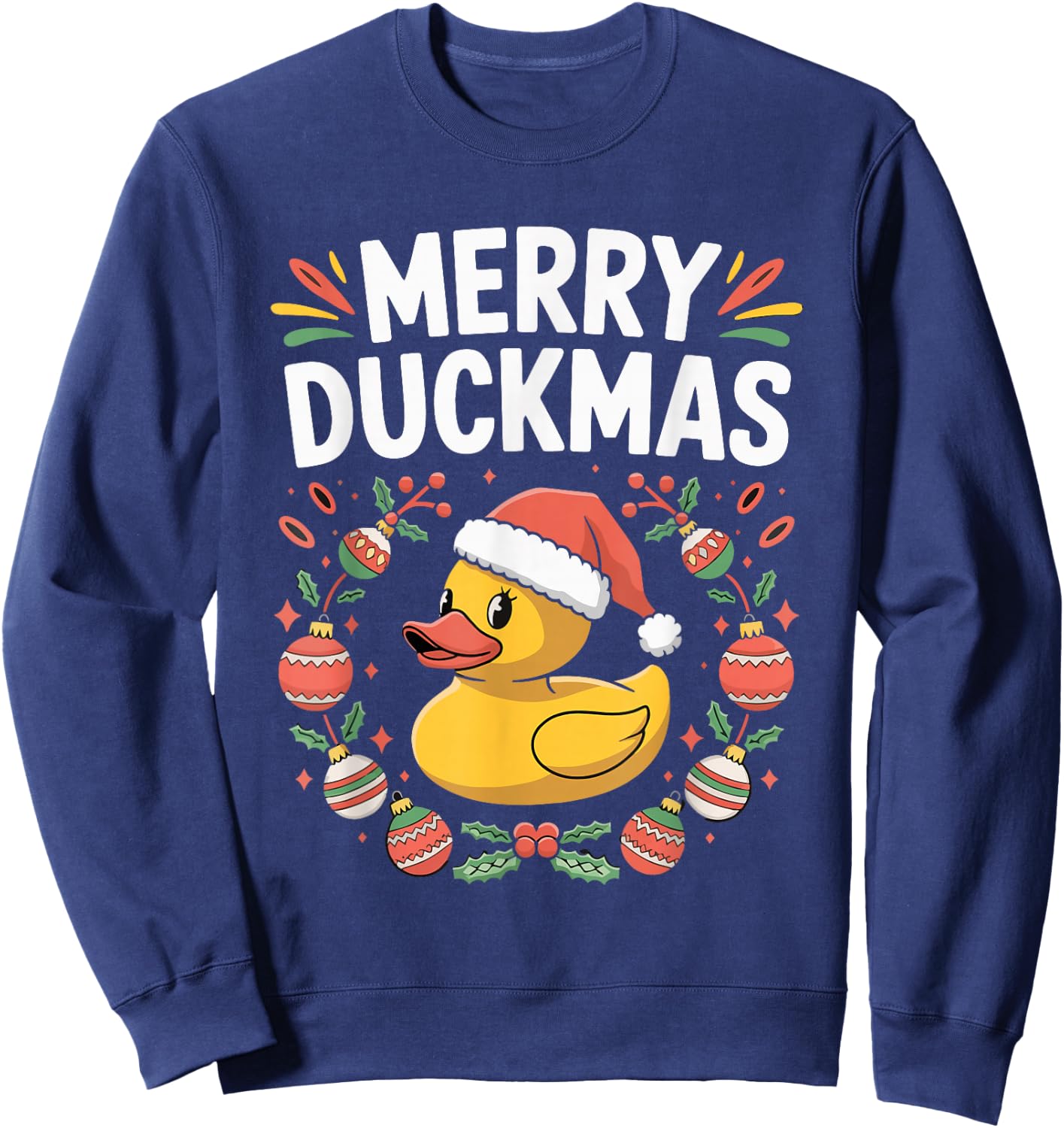 Merry Duckmas Christmas Rubber Duck Sweatshirt - Sweatshirt | Navy