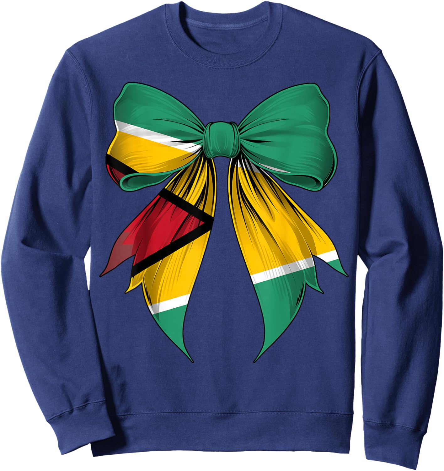 Guyana Flag Guyanese Pride Coquette Ribbon Sweatshirt - Sweatshirt | Navy