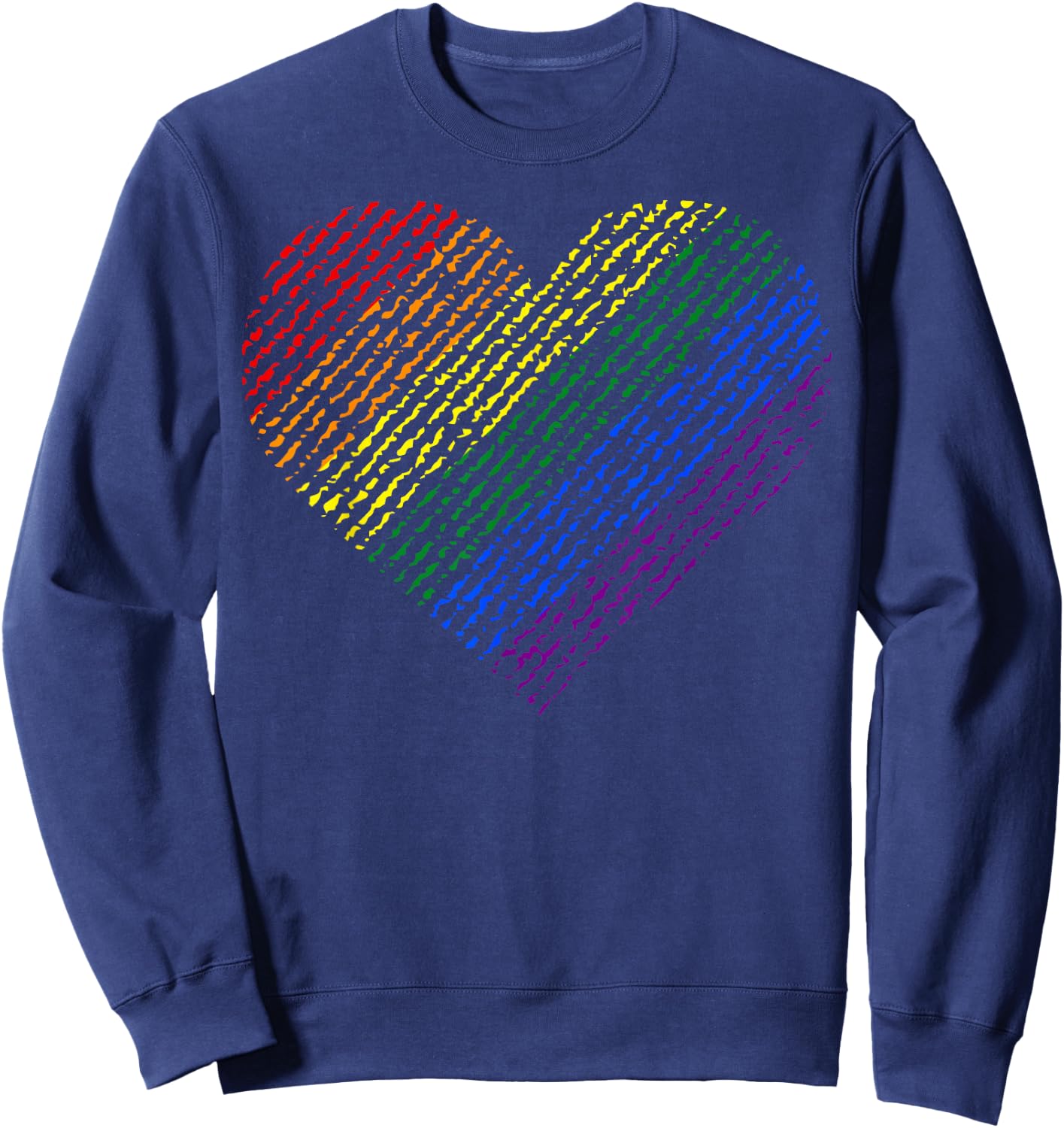 Large Rainbow Heart LGBT Gay Pride Love Support Sweatshirt - Sweatshirt | Navy