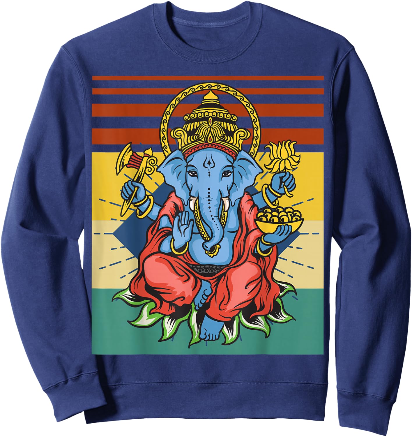 Retro Ganesha God - Yoga - Spiritual - Meditation - Yogi Sweatshirt - Sweatshirt | Navy