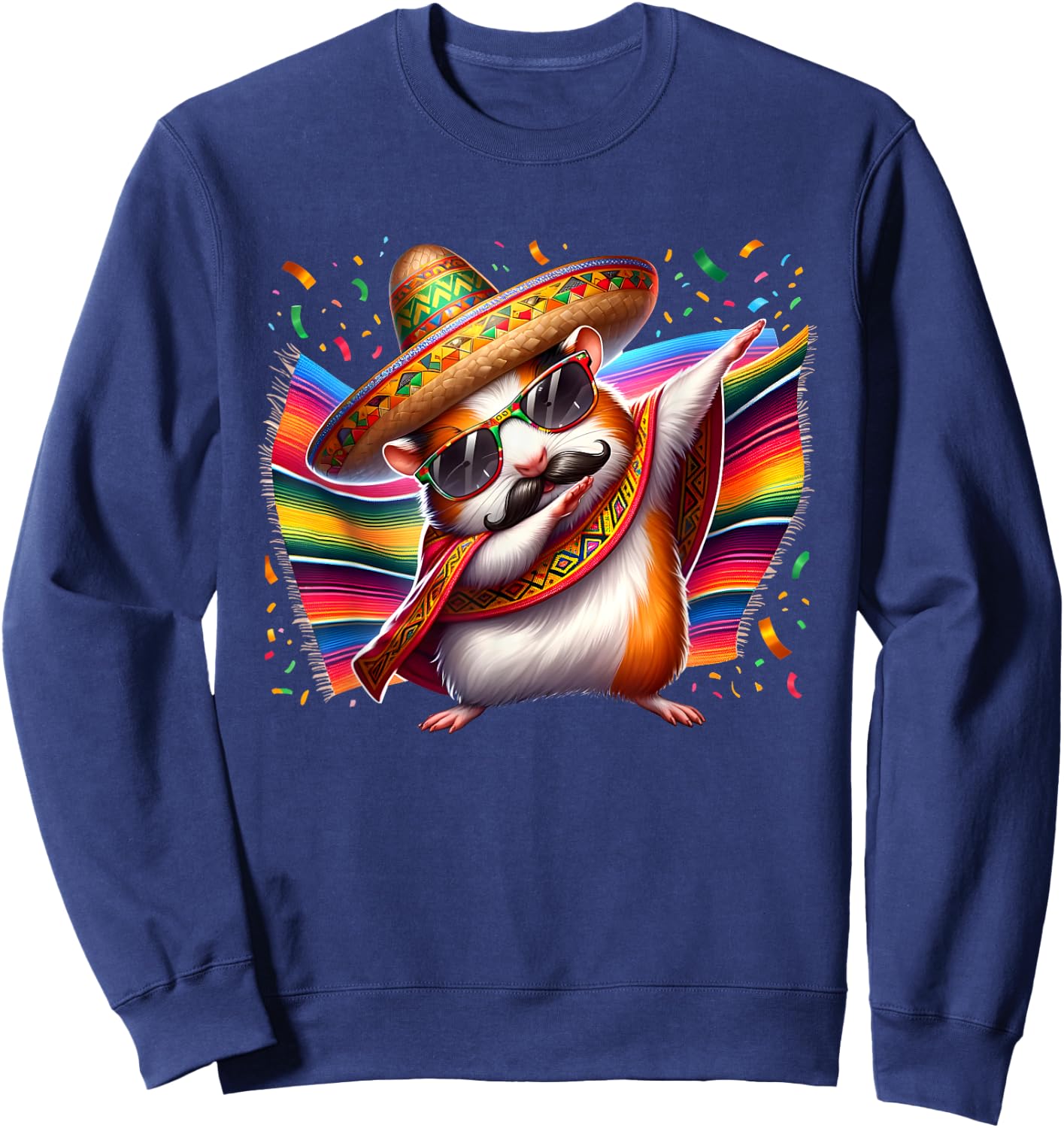 Mexican Guinea Pig Hamster Animal Party Fiesta Cinco De Mayo Sweatshirt - Sweatshirt | Navy