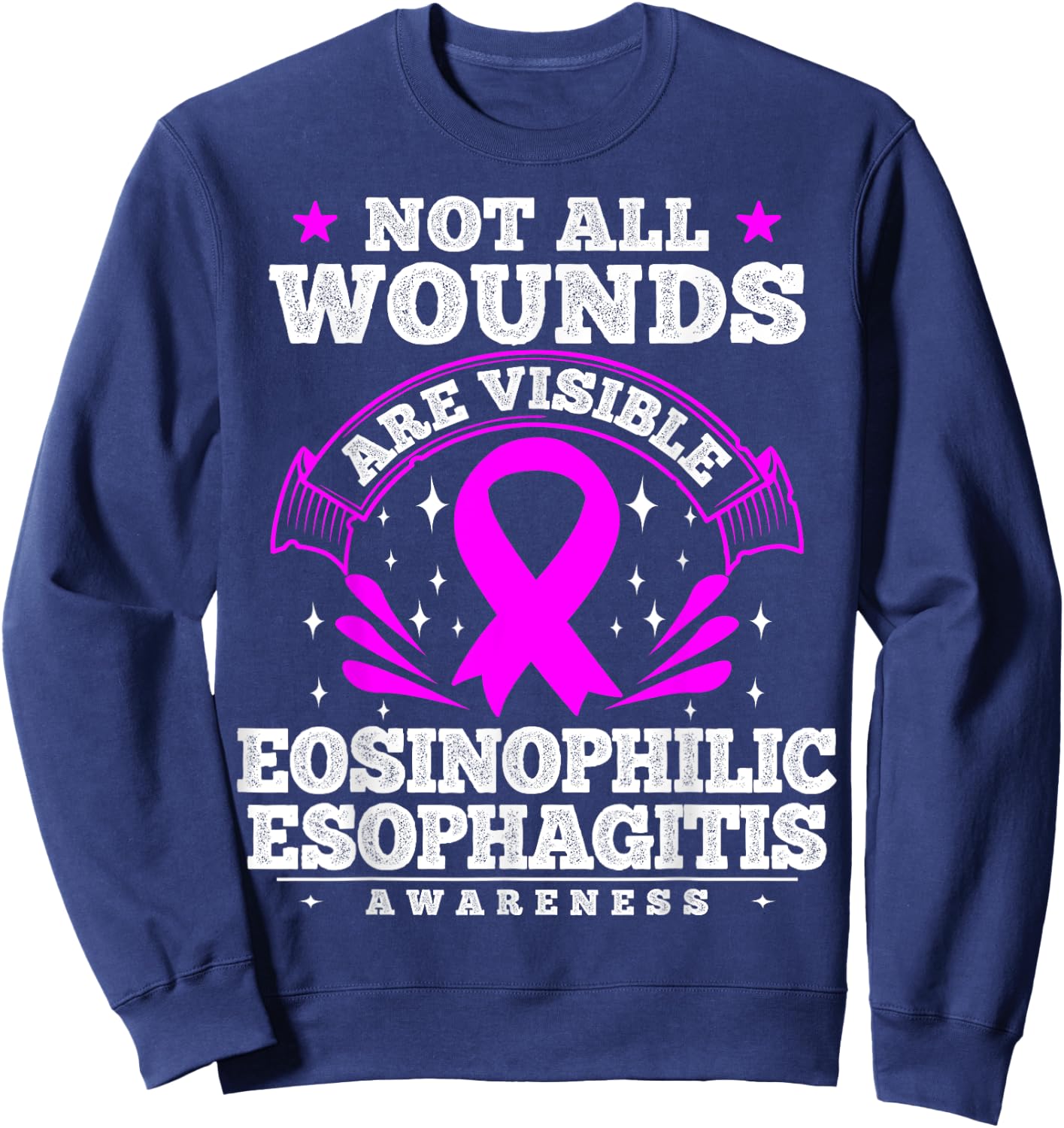 Not All Wounds Are Visible EOE Awareness Ribbon Sweatshirt - Sweatshirt | Navy