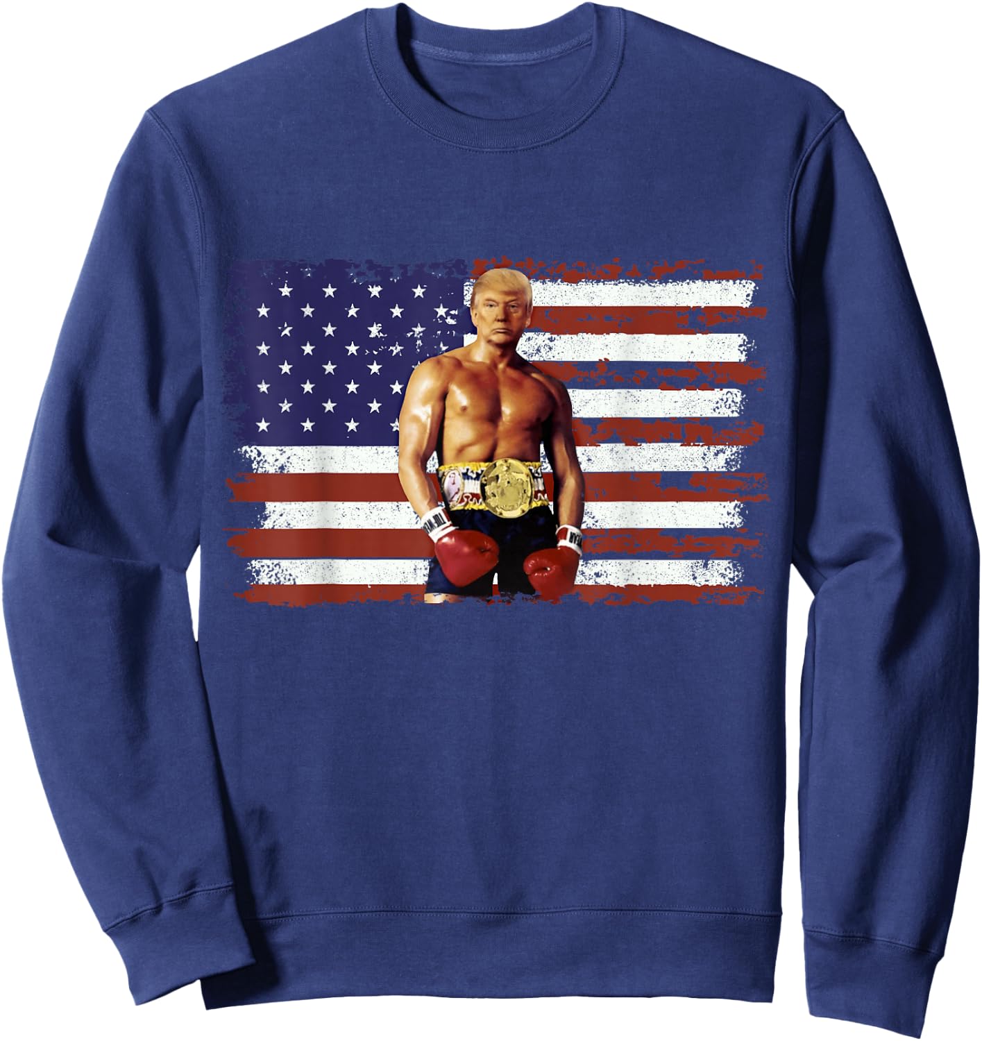 Trump Rocky Funny Boxer Trump Trump Rocky Meme Sweatshirt - Sweatshirt | Navy