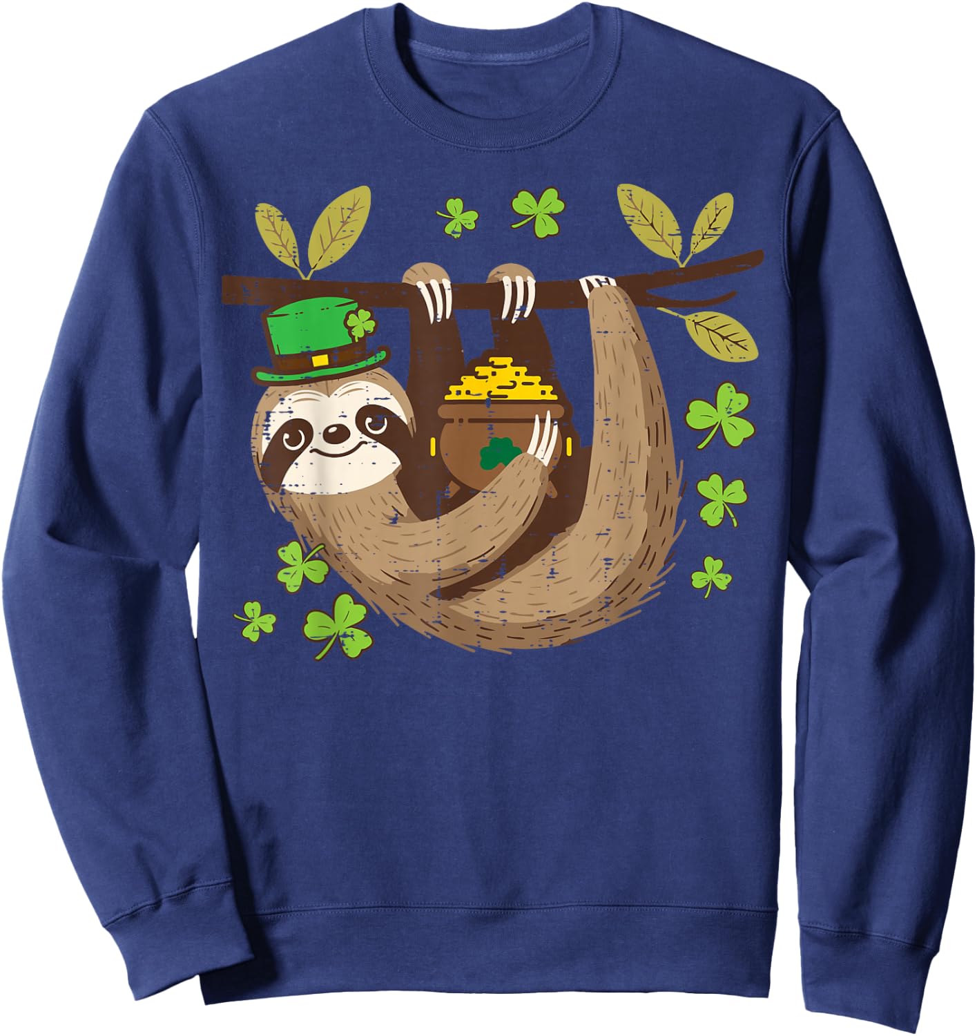 St Patricks Day Sloth Saint Pattys Paddys Kids Women Men Sweatshirt - Sweatshirt | Navy