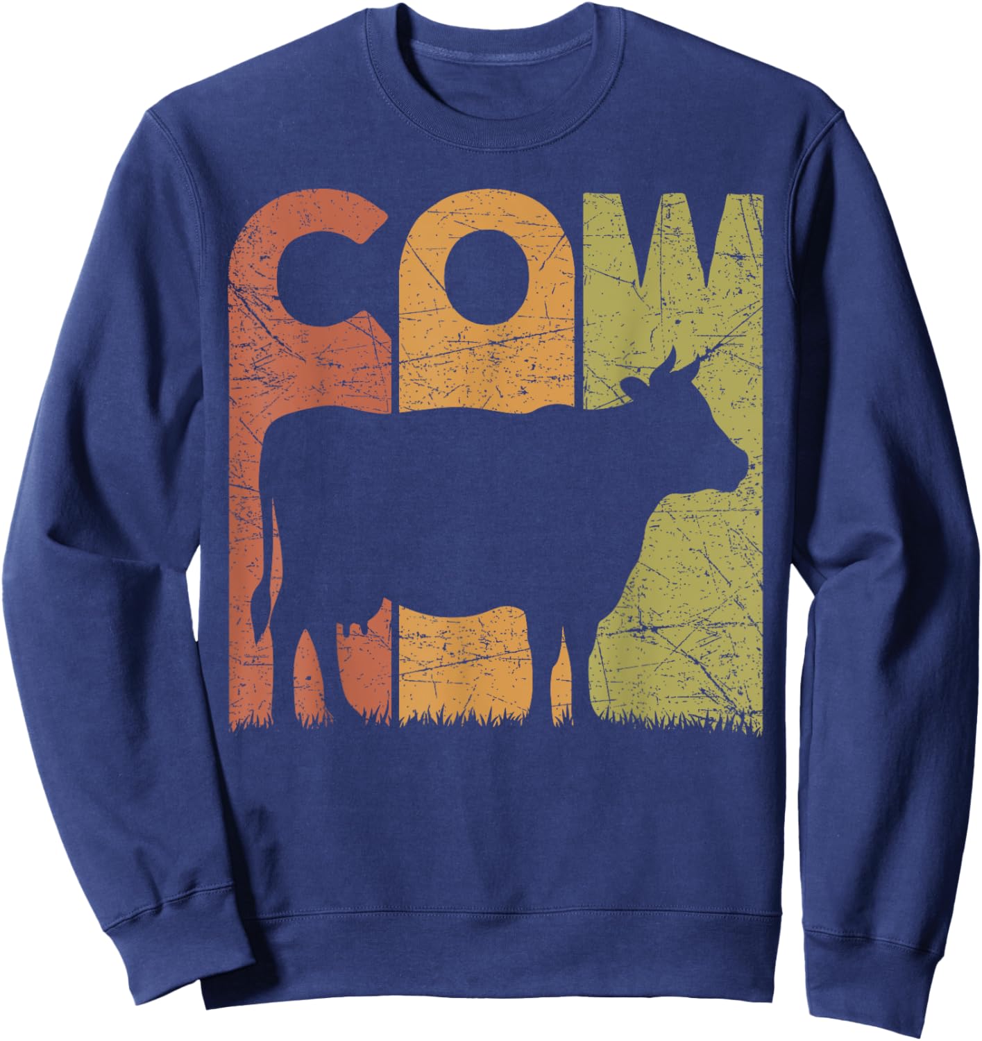Cow Vintage Cow Farmer Retro Dairy Farmer Sweatshirt - Sweatshirt | Navy