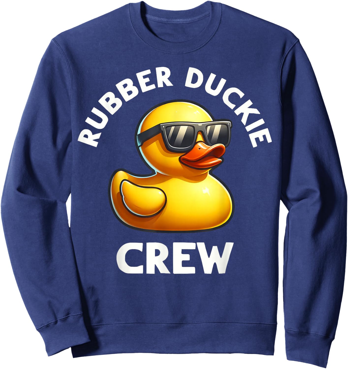 Rubber Duck Funny Quack Yellow Rubber Duckie Crew Graphic Sweatshirt - Sweatshirt | Navy