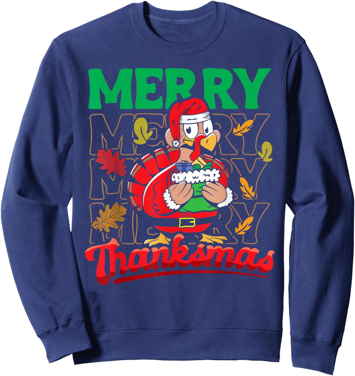 Happy Thanksgiving Thanksgiving Christmas Turkey Sweatshirt - Sweatshirt | Navy