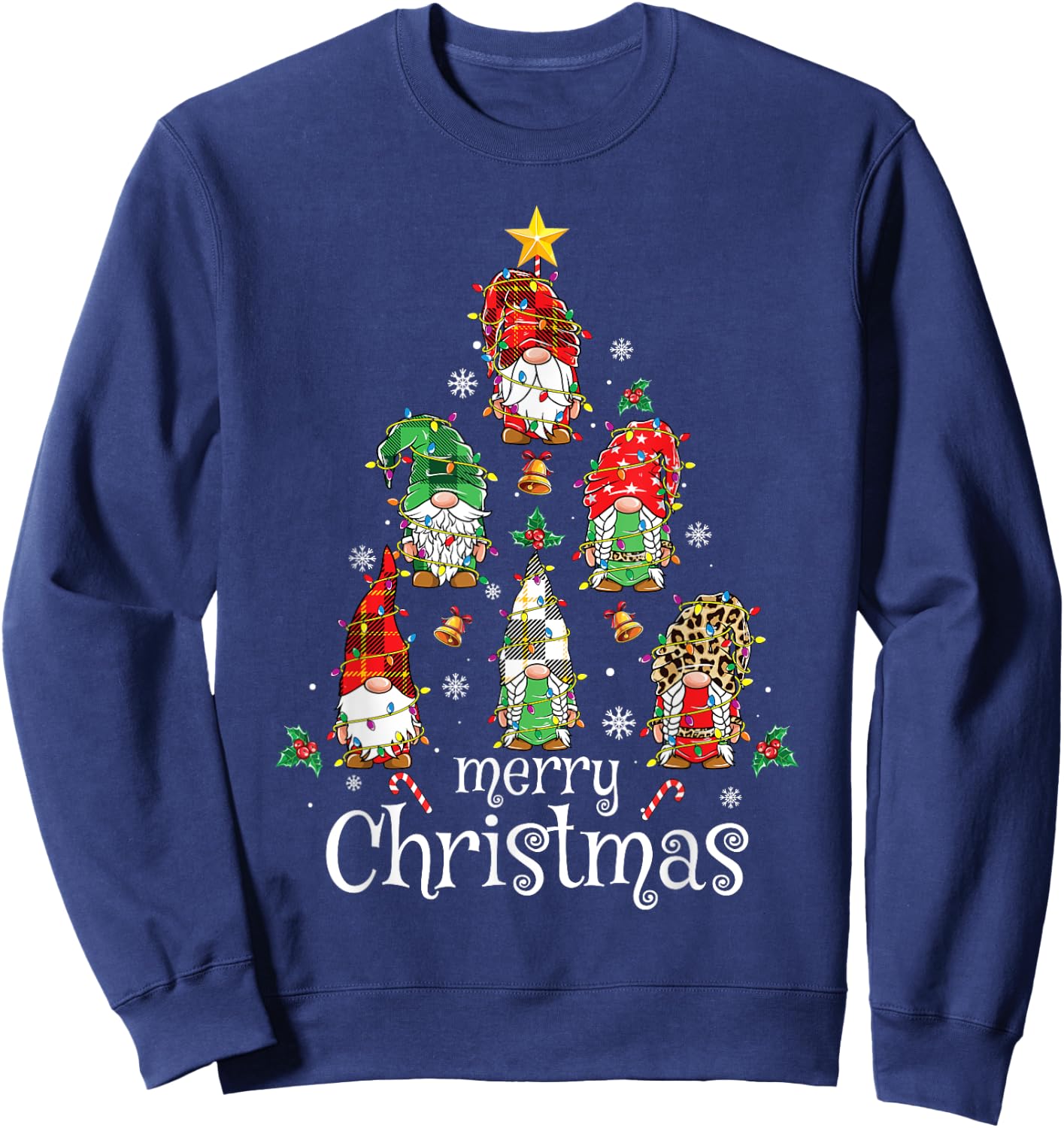 Merry Christmas Shirt Women Men Christmas Tree Gnomes Sweatshirt - Sweatshirt | Navy