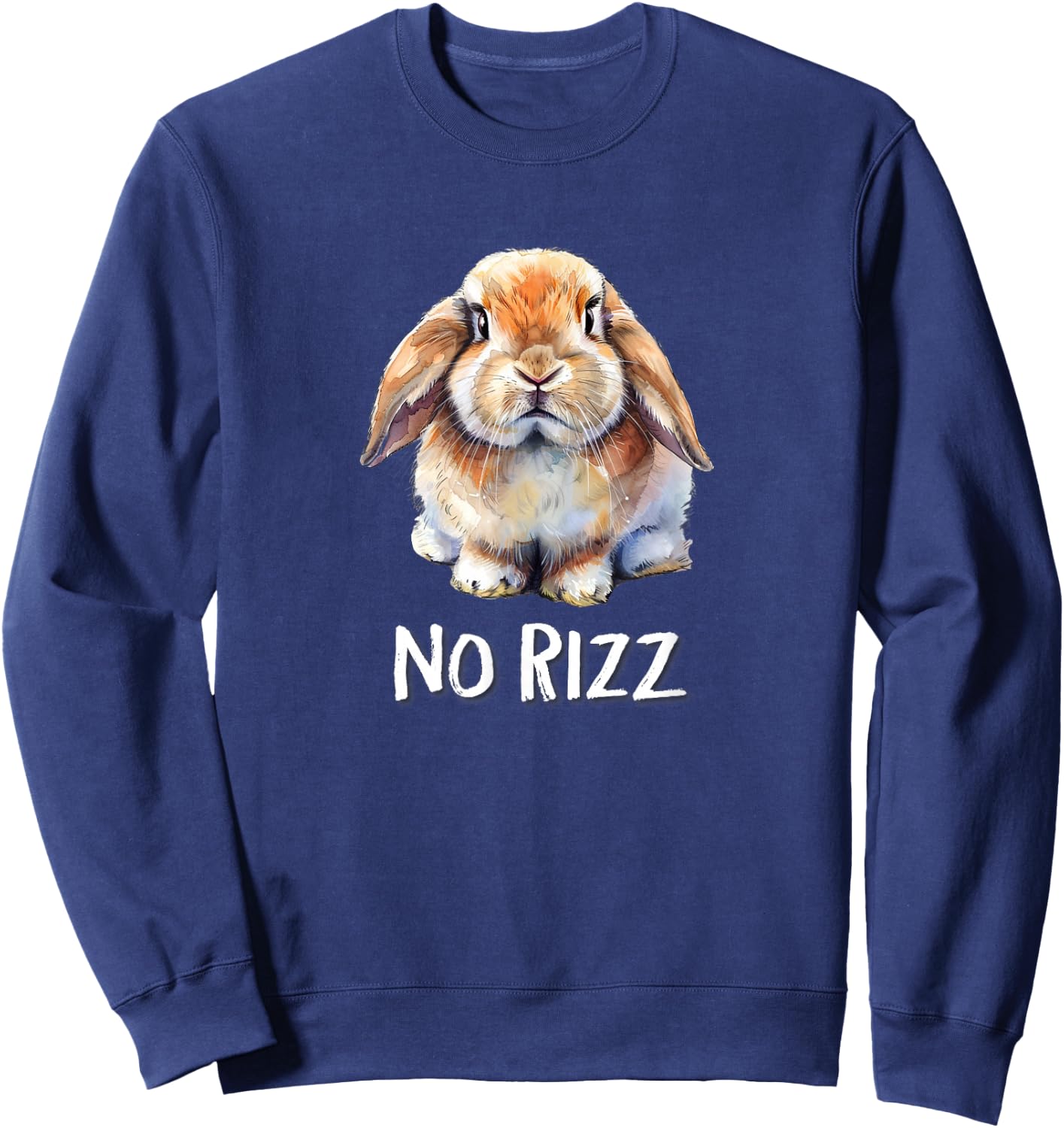 No Rizz Mini Holland Lop Bunny Rabbit Lover Sweatshirt - Sweatshirt | Navy