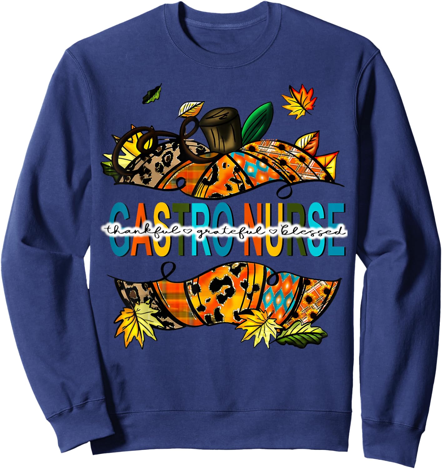 Fall Gastro Nurse Pumpkin Gastro Crew Endoscopy Thanksgiving Sweatshirt - Sweatshirt | Navy