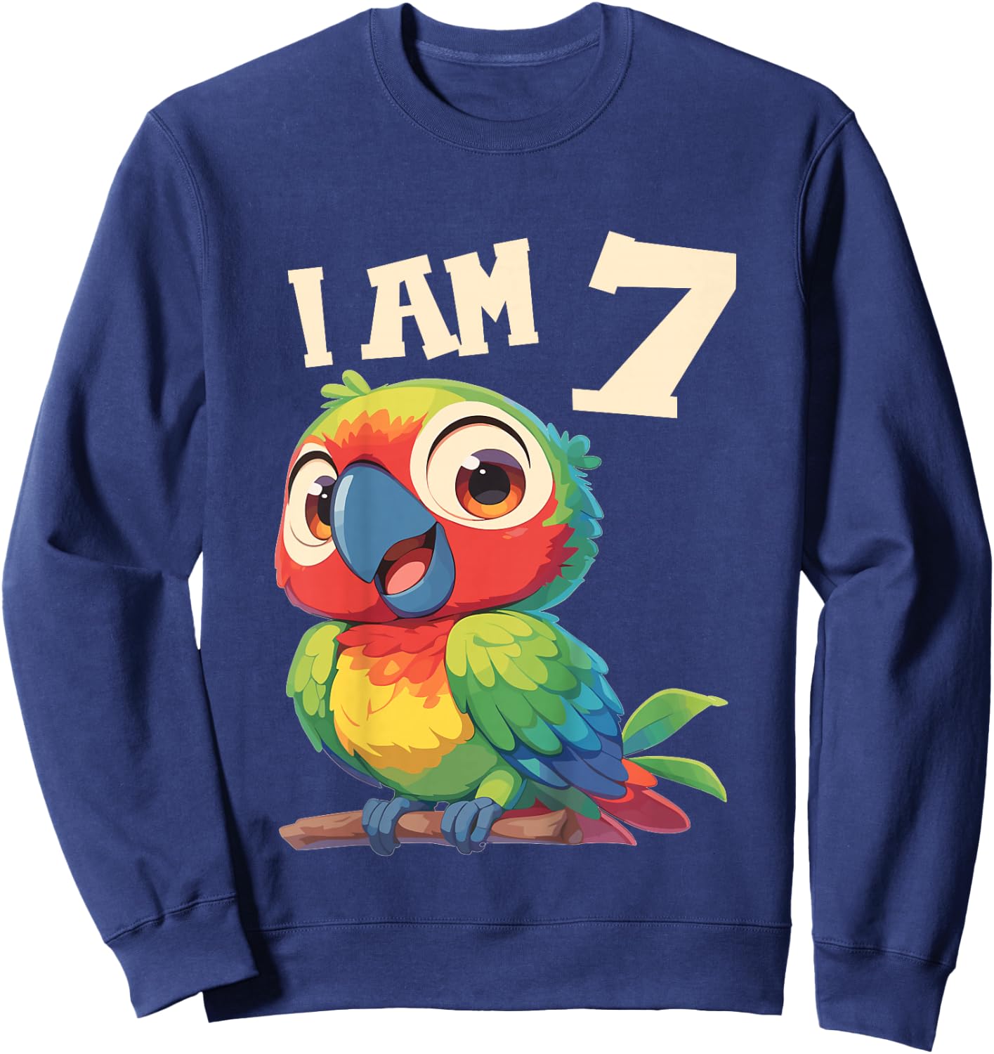 Kids 7 Years old 7 birthday Parrots Boy Girl Parrot Sweatshirt - Sweatshirt | Navy