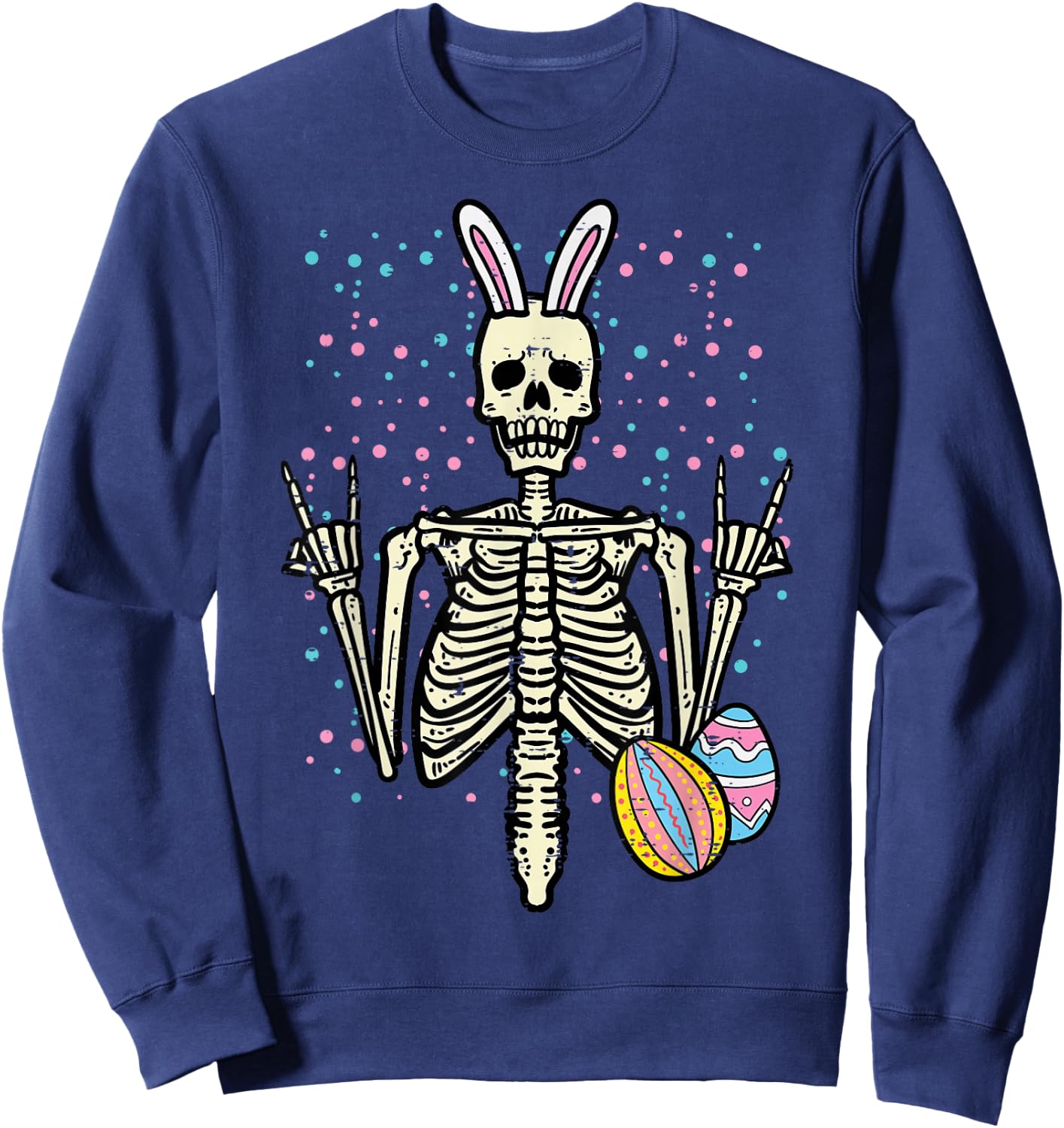 Easter Rocker Skeleton Rock Hand Men Boys Toddler Kids Youth Sweatshirt - Sweatshirt | Navy