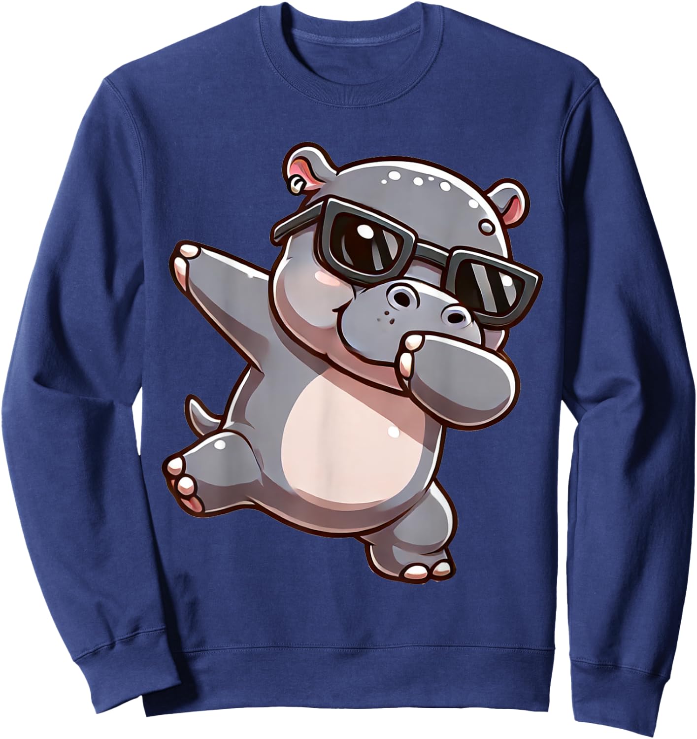 Dabbing Hippo Funny Hippo Zoomotiv Hippo , black, S Sweatshirt - Sweatshirt | Navy
