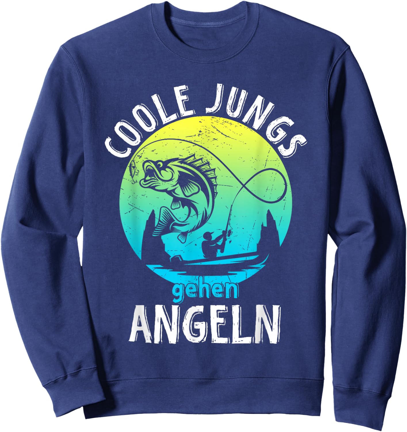 Cool Boys Go Fishing - Fishing Fisherman Gift Boys , black Sweatshirt - Sweatshirt | Navy