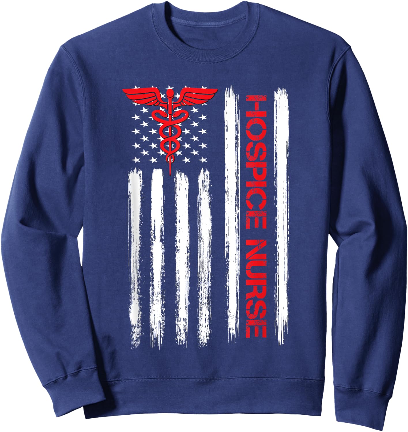 American Flag Hospice Nurse End of Life Palliative Nursing Sweatshirt - Sweatshirt | Navy