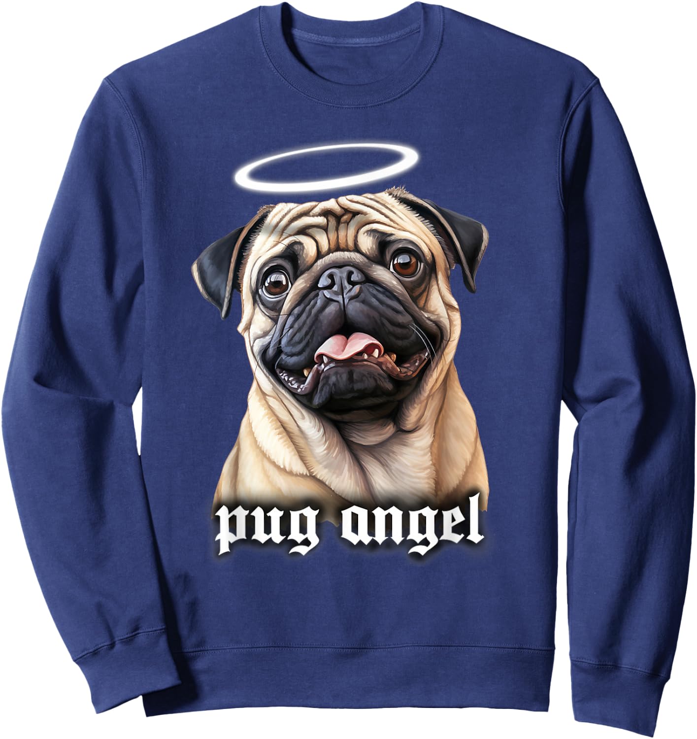 Pug Angel Dog Portrait Sweatshirt - Sweatshirt | Navy