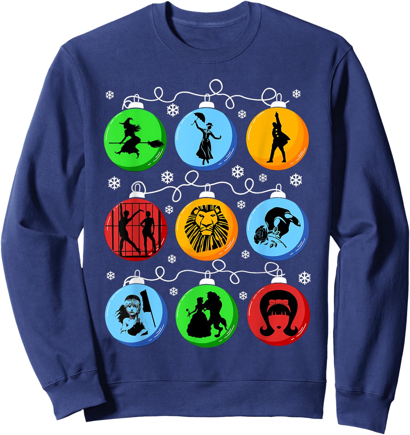 Broadways Christmas Bulbs Ornament lights Xmas Gift Sweatshirt - Sweatshirt | Navy