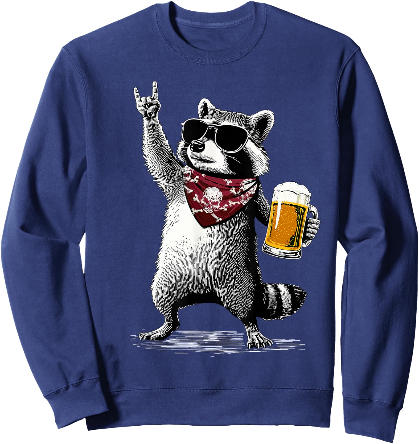 Raccoon Rock On Beer Bar Kneipentour und trinkt lustiges Bier Sweatshirt - Sweatshirt | Navy