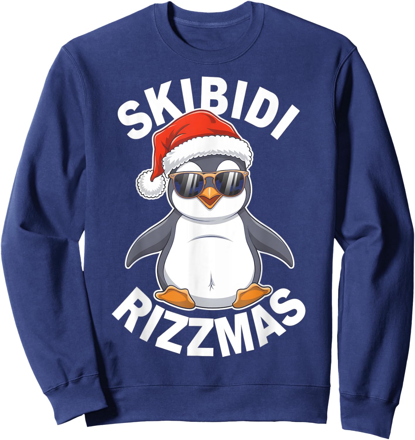 Skibidi Rizzmas Funny Christmas Christmas Season Penguin Sweatshirt - Sweatshirt | Navy
