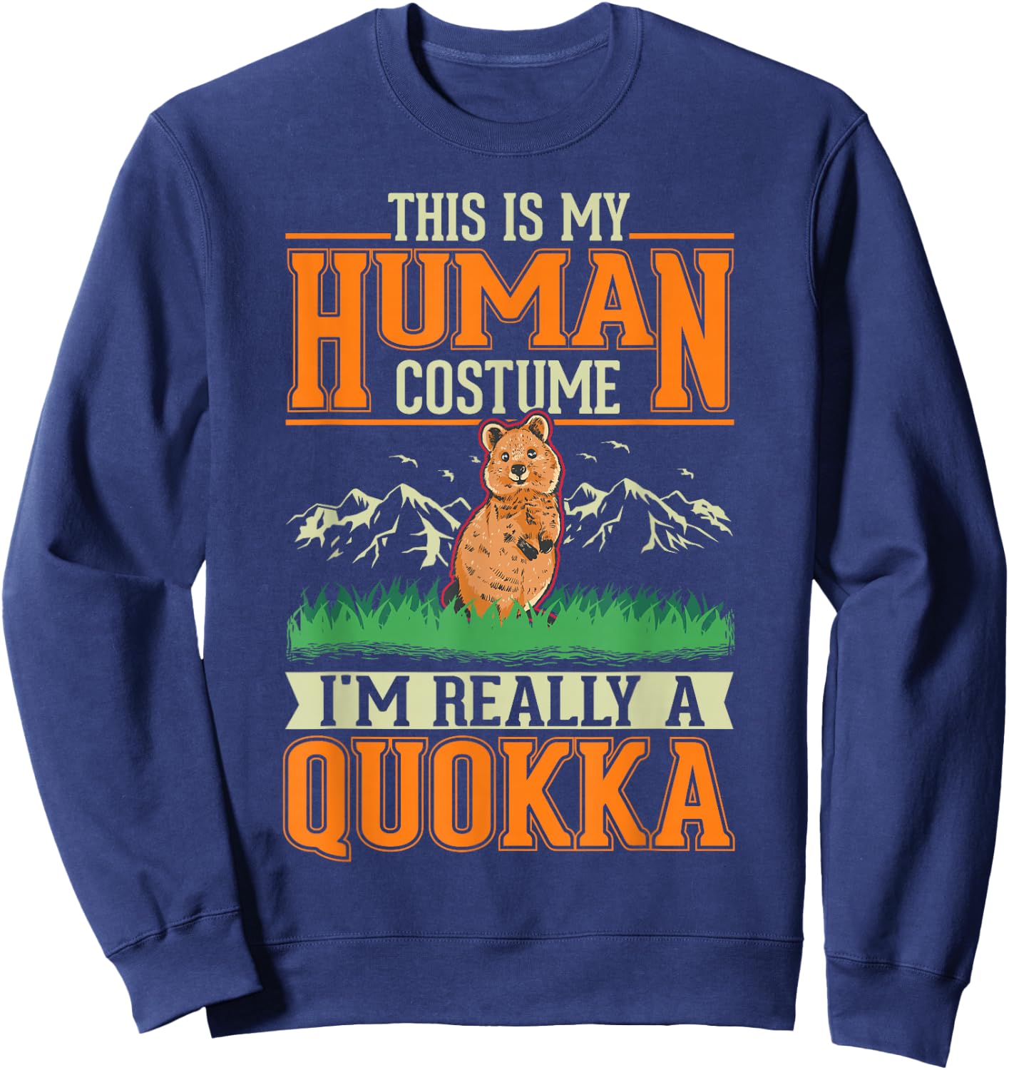 Quokka Human Costume Halloween Quokka Sweatshirt - Sweatshirt | Navy