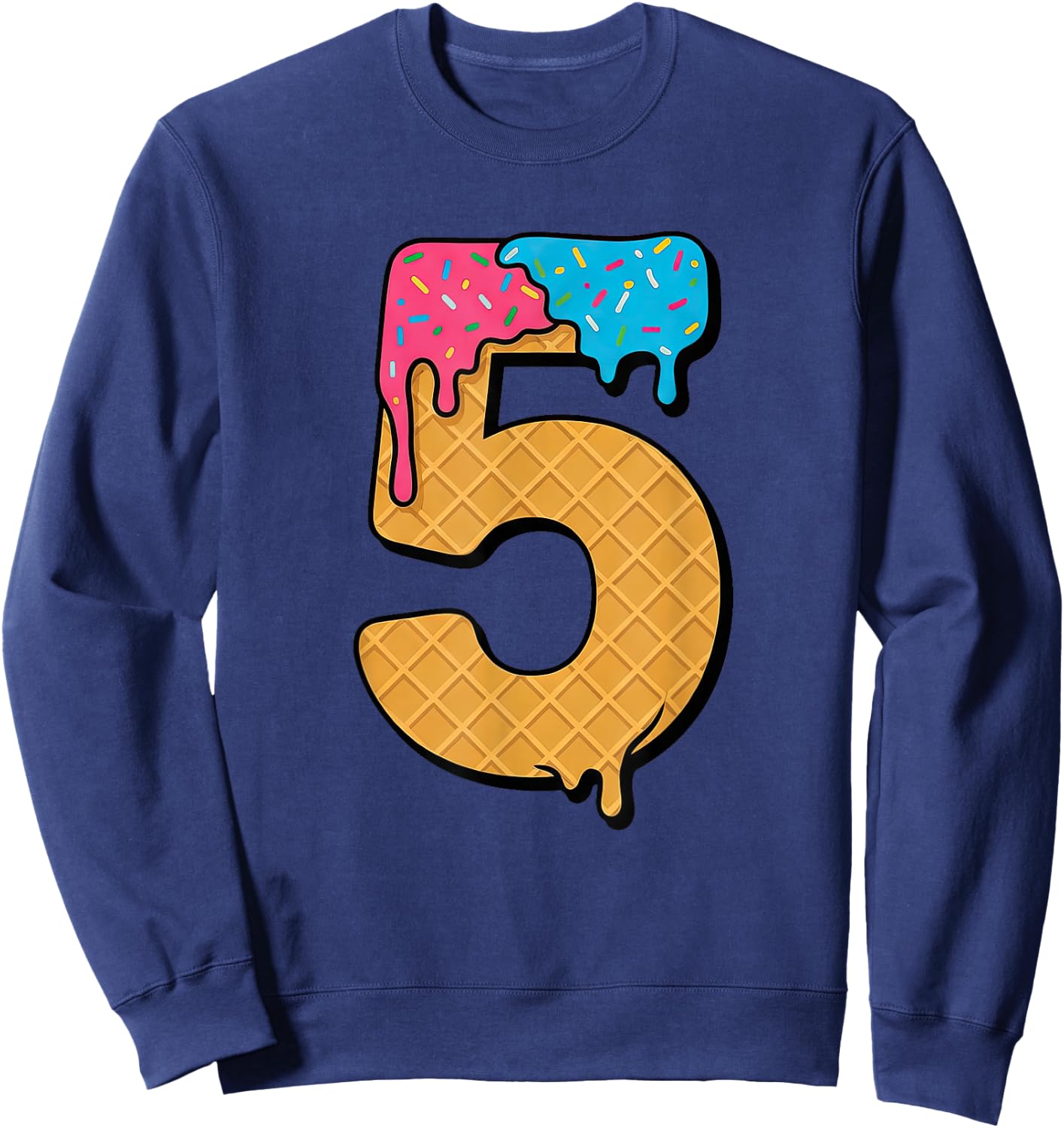 5th Birthday Ice-Cream Drip Five 5 Year Old Bday Boys Girls Sweatshirt - Sweatshirt | Navy