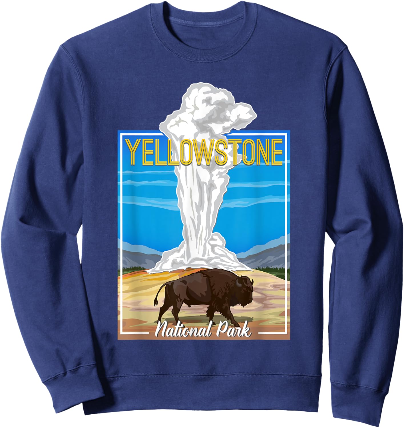 Retro Vintage Yellowstone National Park Sweatshirt - Sweatshirt | Navy