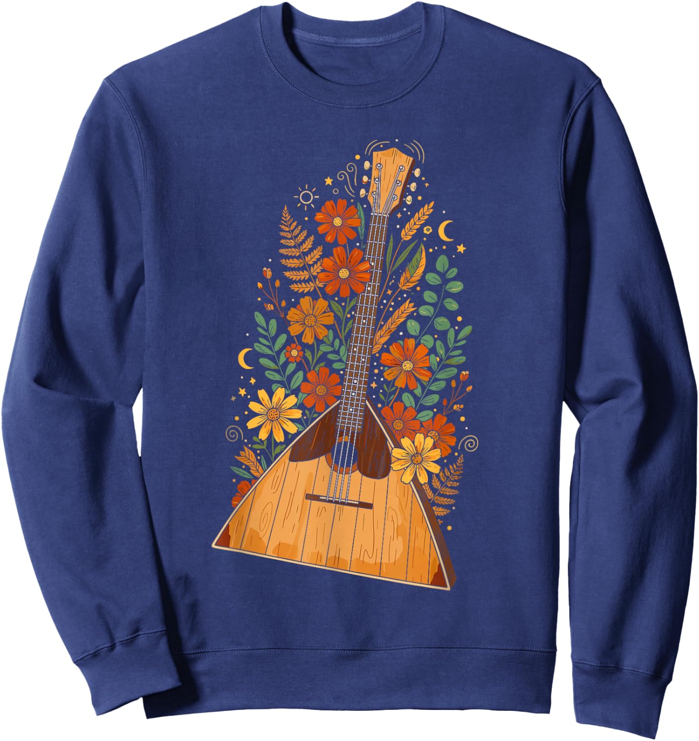Boho Floral Balalaika Folk Sweatshirt - Sweatshirt | Navy