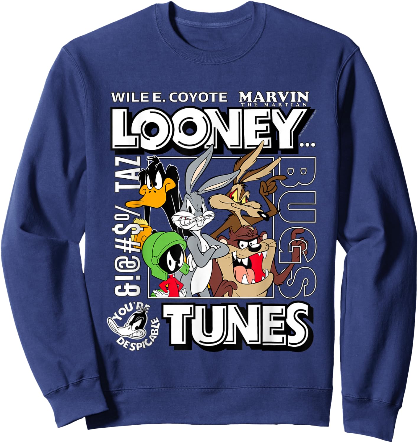 Looney Tunes Wiley, Bugs, Taz, Marvin The Martian Sweatshirt - Sweatshirt | Navy