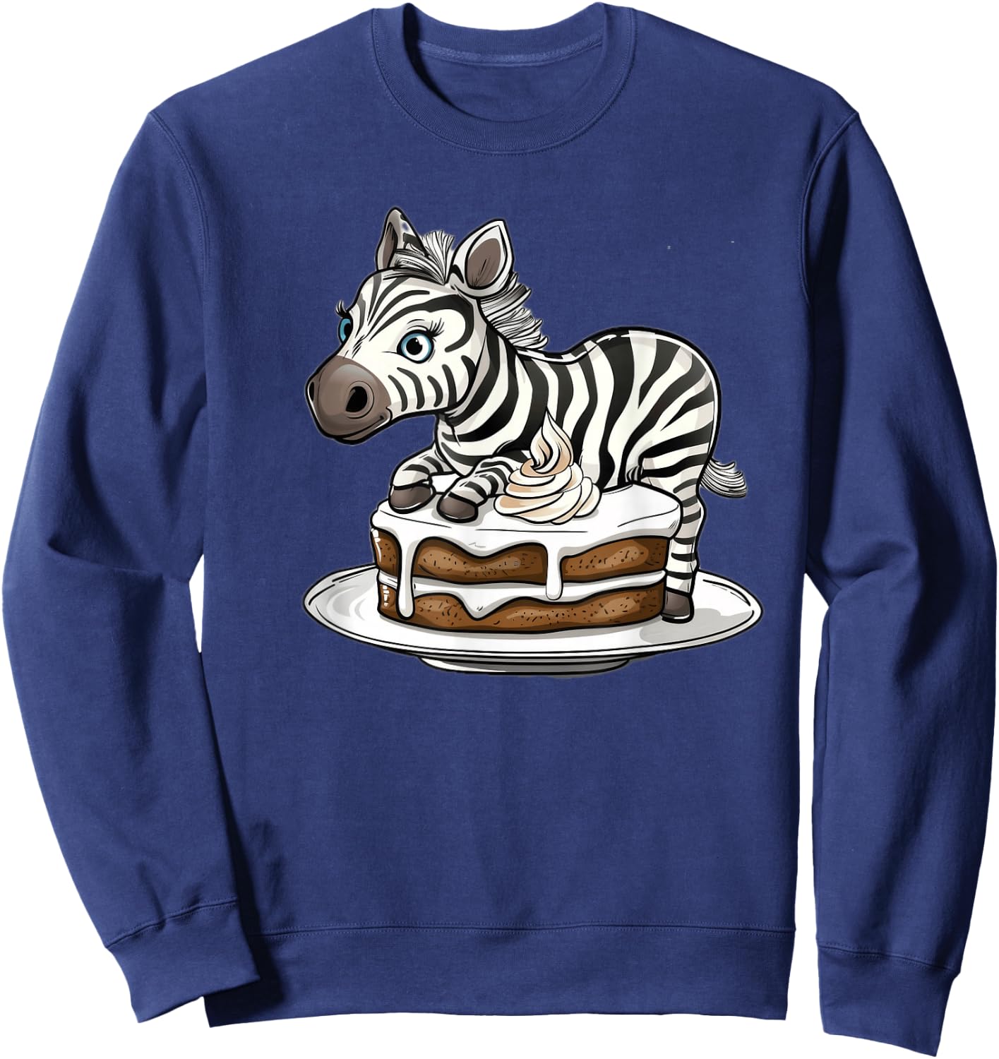 Zebra Cake With A Cartoon Style Sweatshirt - Sweatshirt | Navy