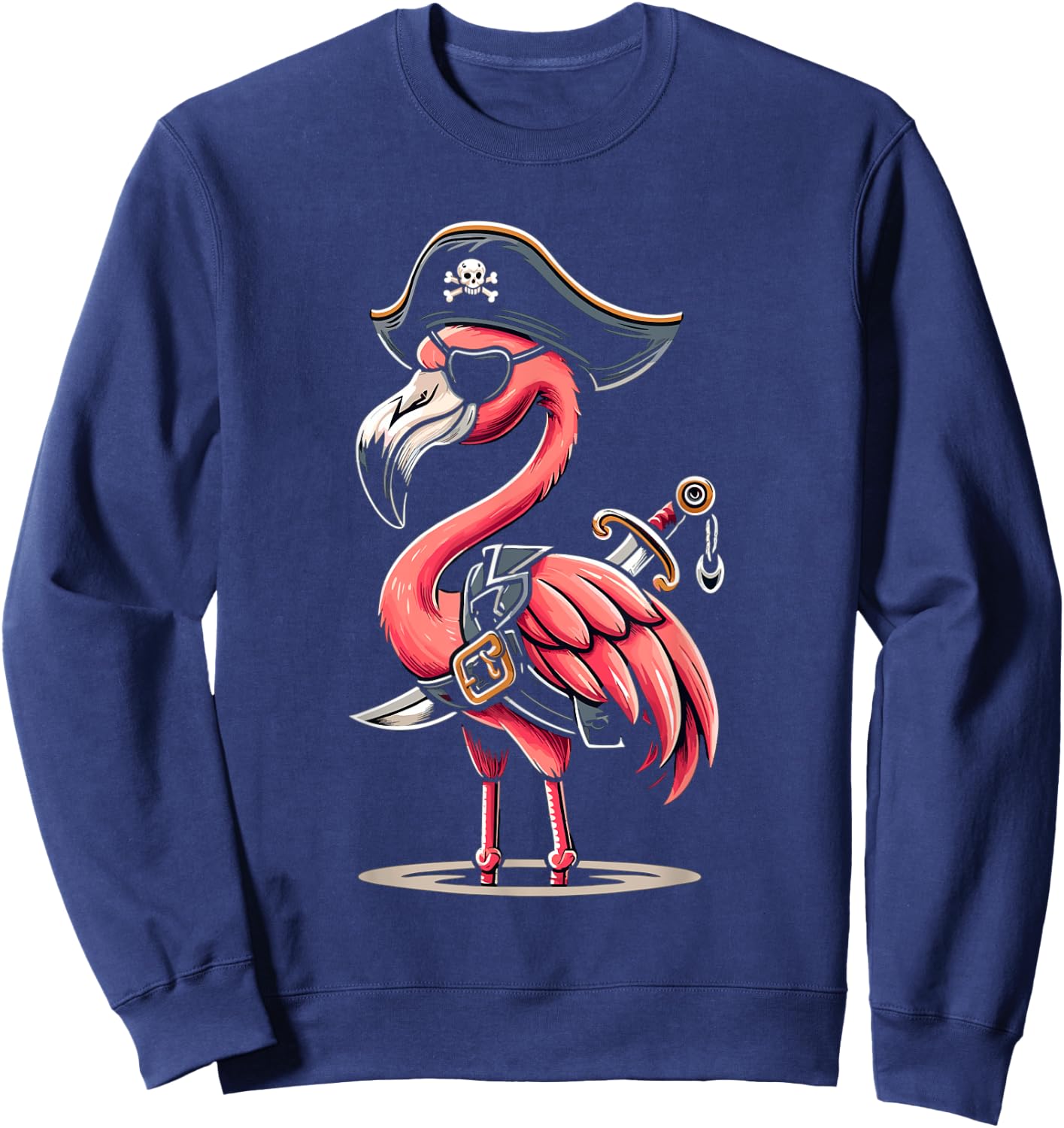 Pirate Flamingo Funny Halloween Party Sweatshirt - Sweatshirt | Navy