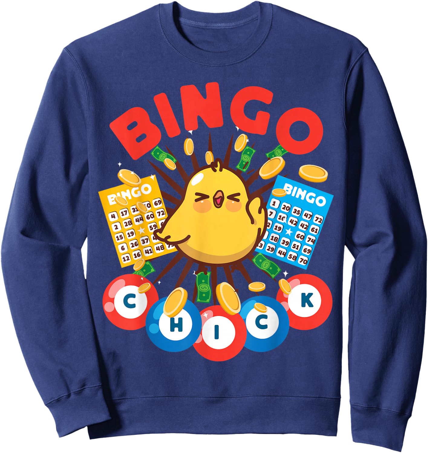 Bingo Player Chicken Girl Bingo Chick Sweatshirt - Sweatshirt | Navy