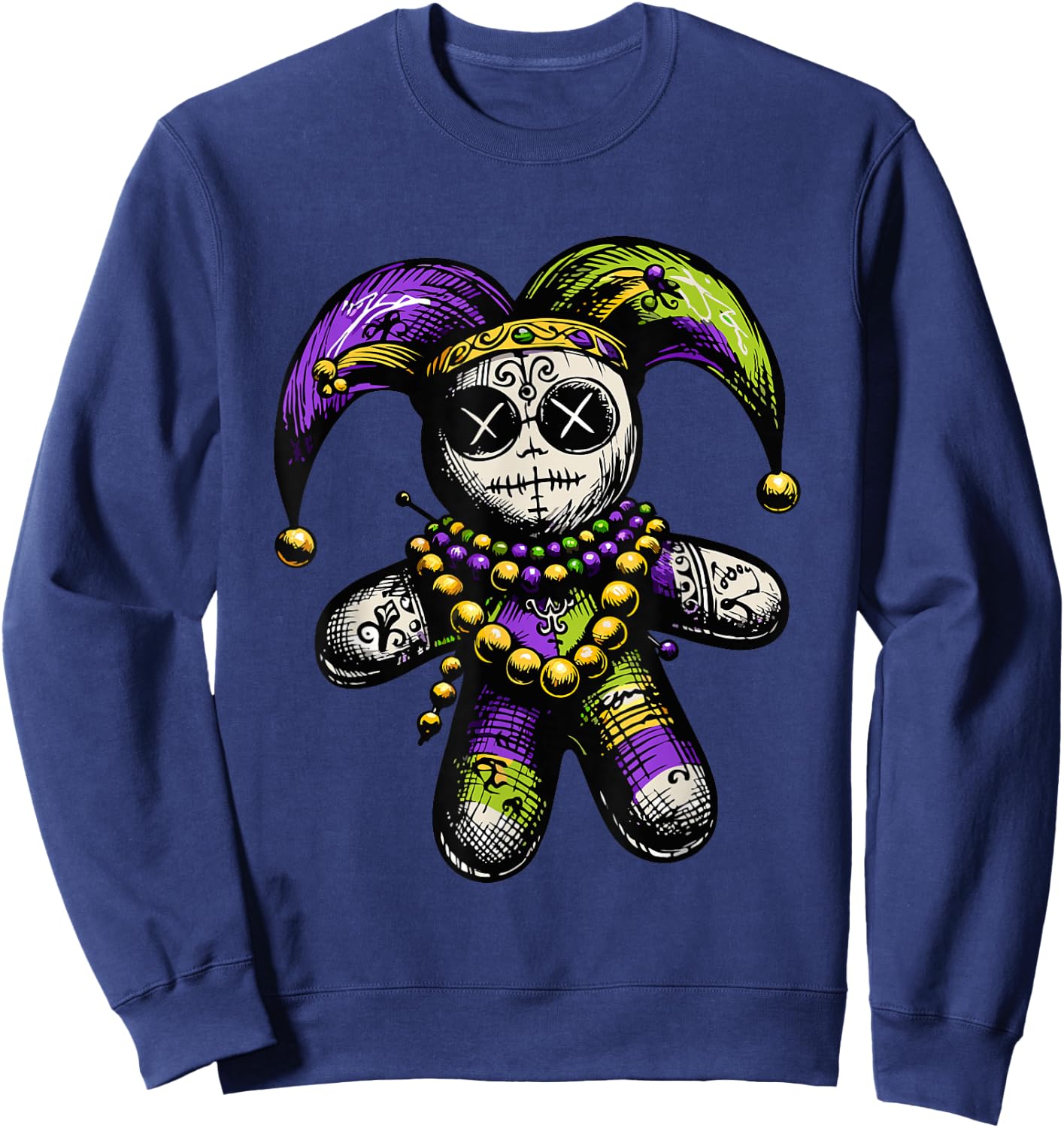 Mardi Gras Witch Doctor Goth Women Men Voodoo Doll Costume Sweatshirt - Sweatshirt | Navy