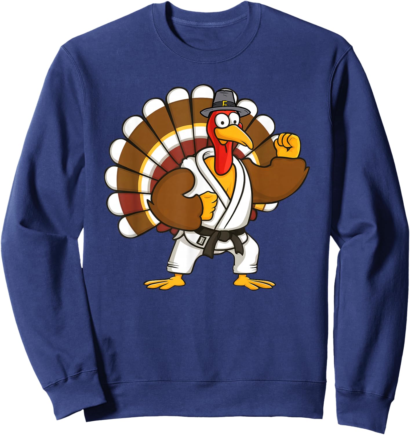Turkey With Jiu Jitsu Thankful Thanksgiving Jiu Jitsu Lover Sweatshirt - Sweatshirt | Navy