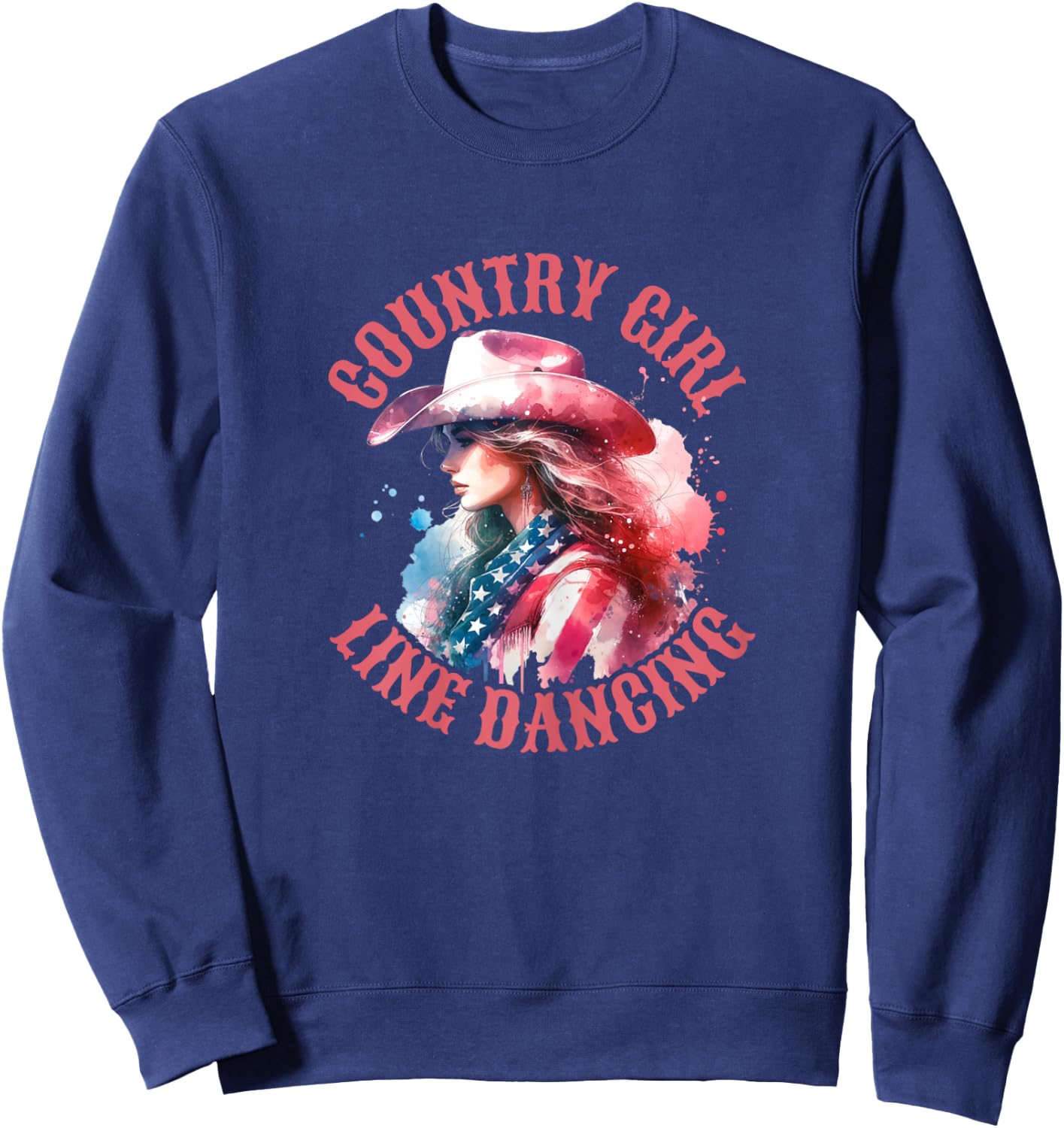 WOMEN - Country Girl Line Dancing - Country Dancer , white, Female X-Small Sweatshirt - Sweatshirt | Navy