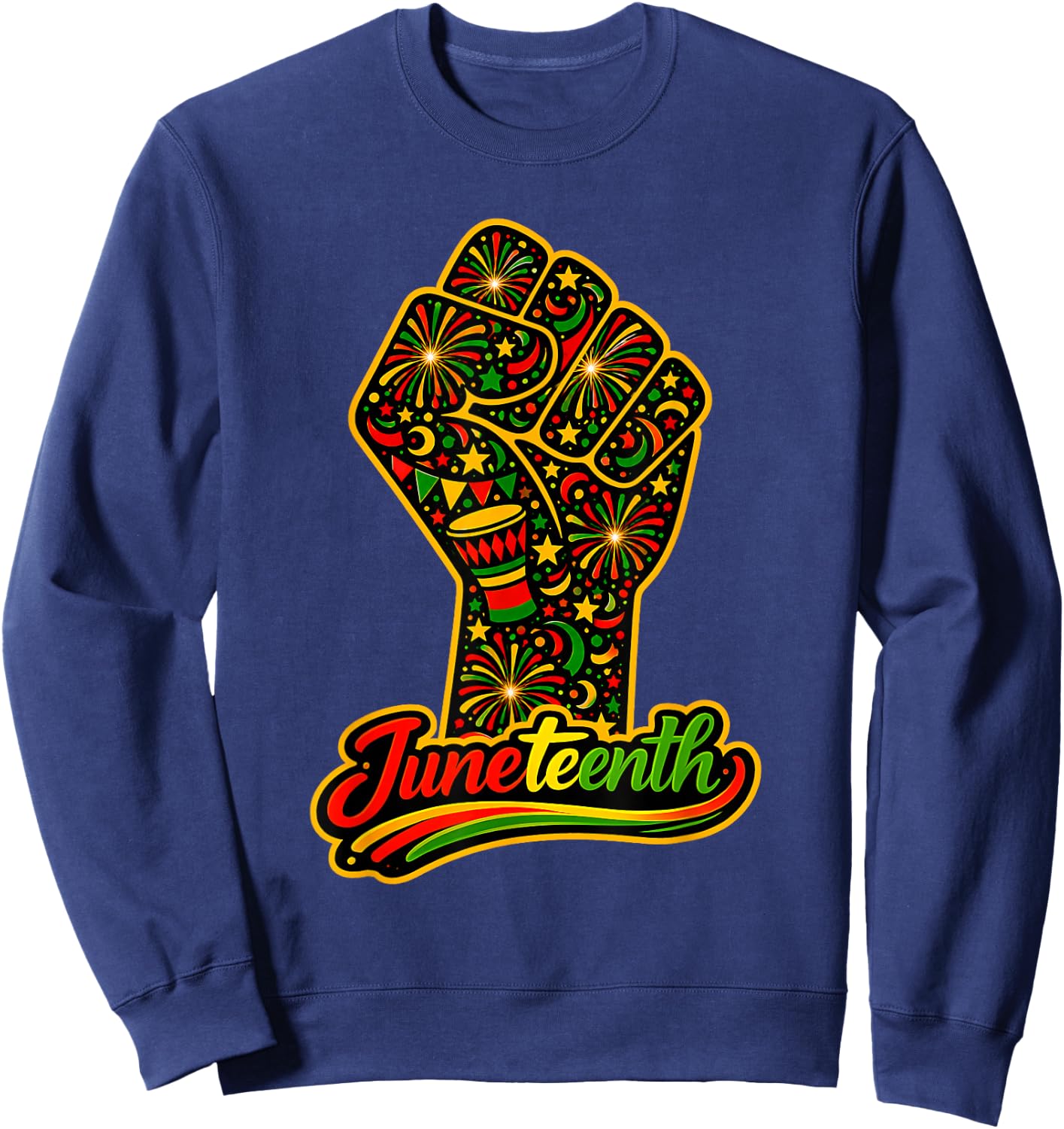 Juneteenth Black Power Fist African American Sweatshirt - Sweatshirt | Navy