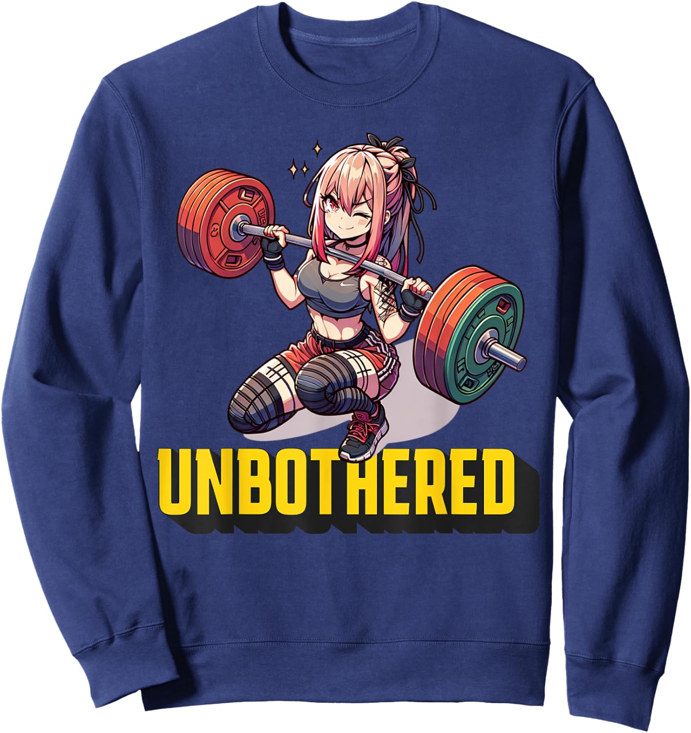 Unbothered Manga Shirt Funny Anime Workout Gym Girl Cool Sweatshirt - Sweatshirt | Navy