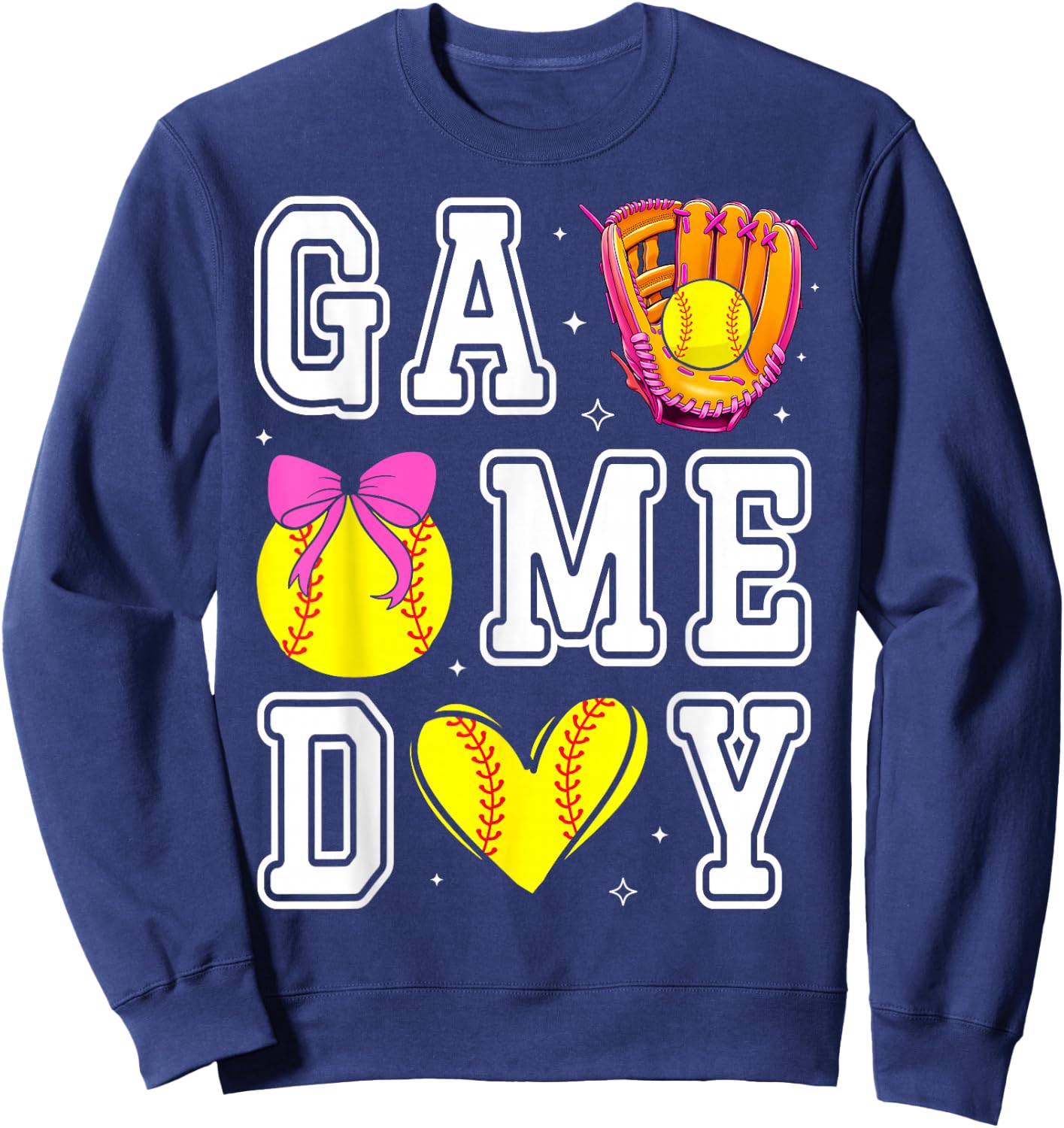 Softball Coquette Bow Softball Mom Game Day Softball Mama Sweatshirt - Sweatshirt | Navy