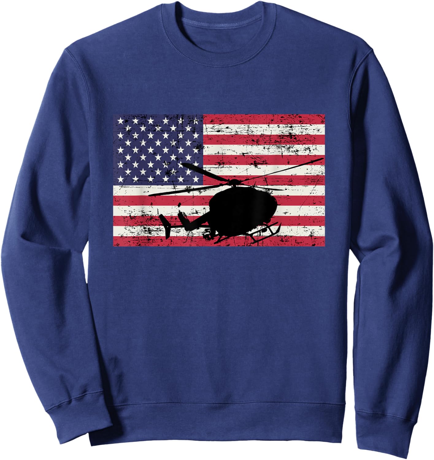 Patriotic UH-72 Lakota Helicopter American flag Sweatshirt - Sweatshirt | Navy