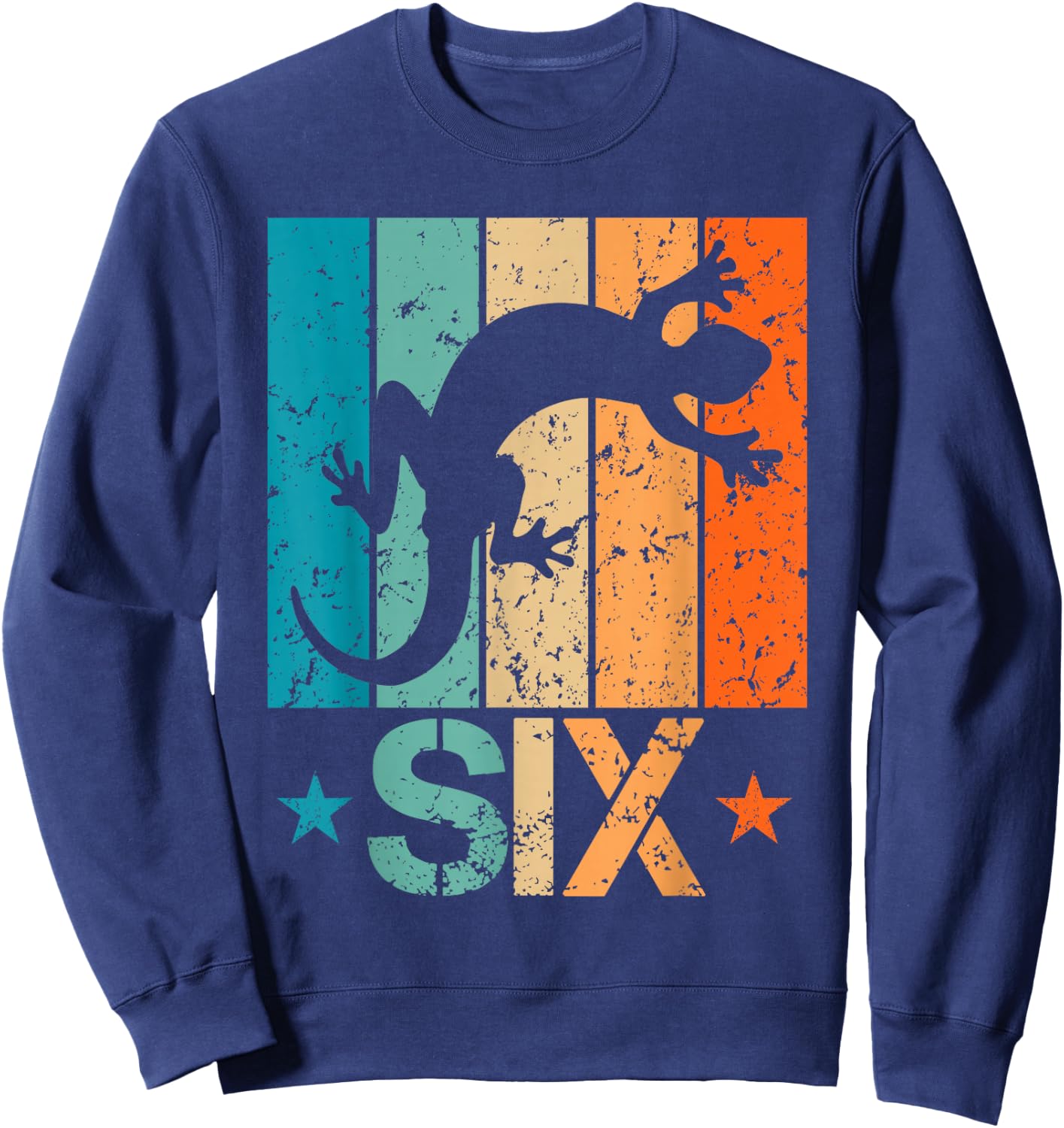 6th Lizard Birthday 6 Year Old 6yr Boy Girl Birthday Reptile Sweatshirt - Sweatshirt | Navy